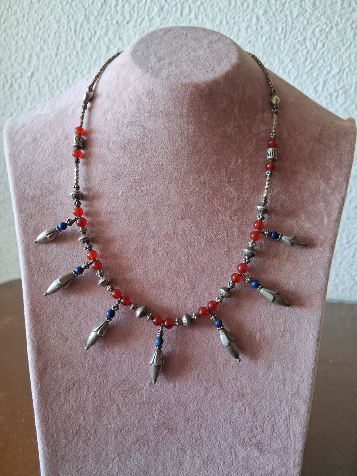 Exclusive Antique Middle Eastern Tribal Necklace • Fine Natural Carnelian Lapis