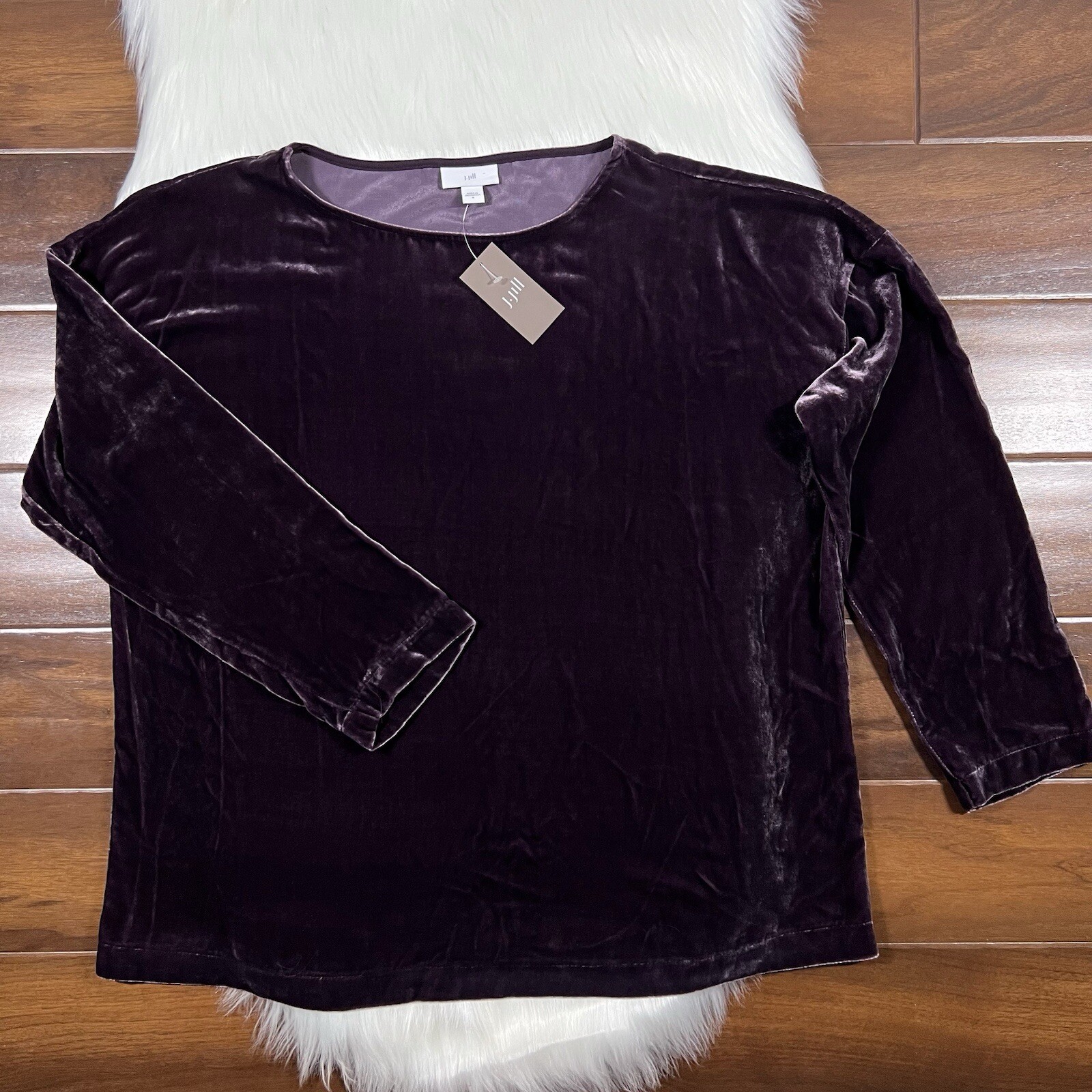 J. Jill Women\'s Size Medium Fig Velvet Silk Blend Long Sleeve Top J. Jill Women\'s Size Medium Fig Velvet Silk Blend Long Sleeve Top