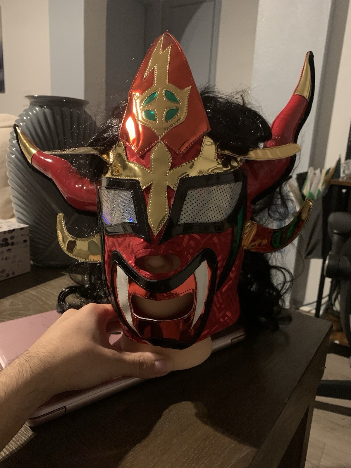 JUSHIN Thunder LIGER Signed Semi-pro MASK W/proof WRESTLING LUCHADOR Autographed