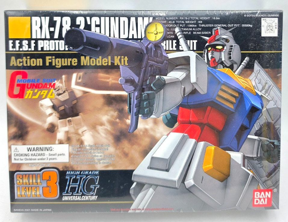 Gundam Mobile Suit RX-78-2 Model Kit 2001 Bandai Japan #11075 Sealed NIB USA Gundam Mobile Suit RX-78-2 Model Kit 2001 Bandai Japan #11075 Sealed NIB USA