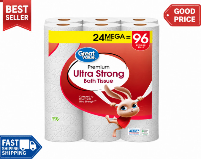 Ultra Strong 2-Ply Toilet Paper 24 Mega Rolls - Soft, Durable Charmin Style