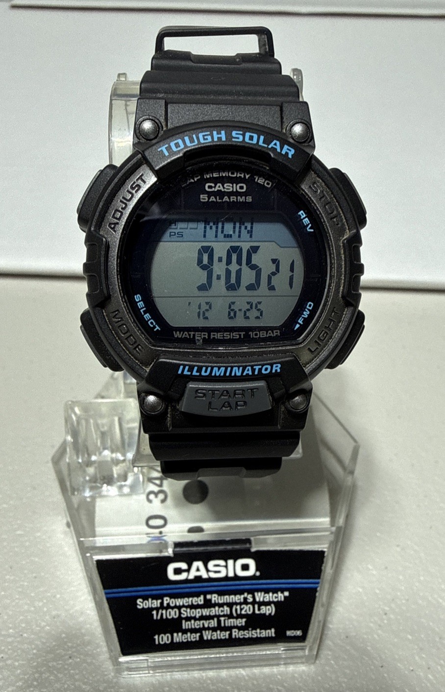 Unused CASIO Men\'s Watch STL S300H Black New Old Stock W Stand and paperwork. 