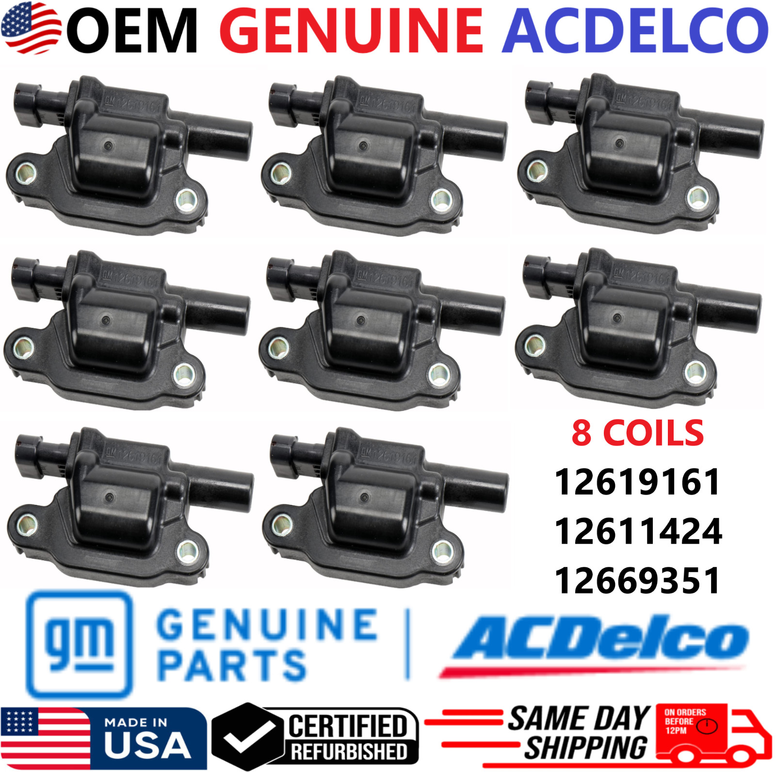 GENUINE GM ACDelco Ignition Coils For 2014-2022 Cadillac Chevrolet GMC, 12611424