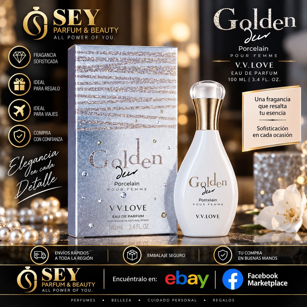 Golden Dew Porcelain V.V. Love Pour Femme EDP 100ml 3.4oz Women New Sealed