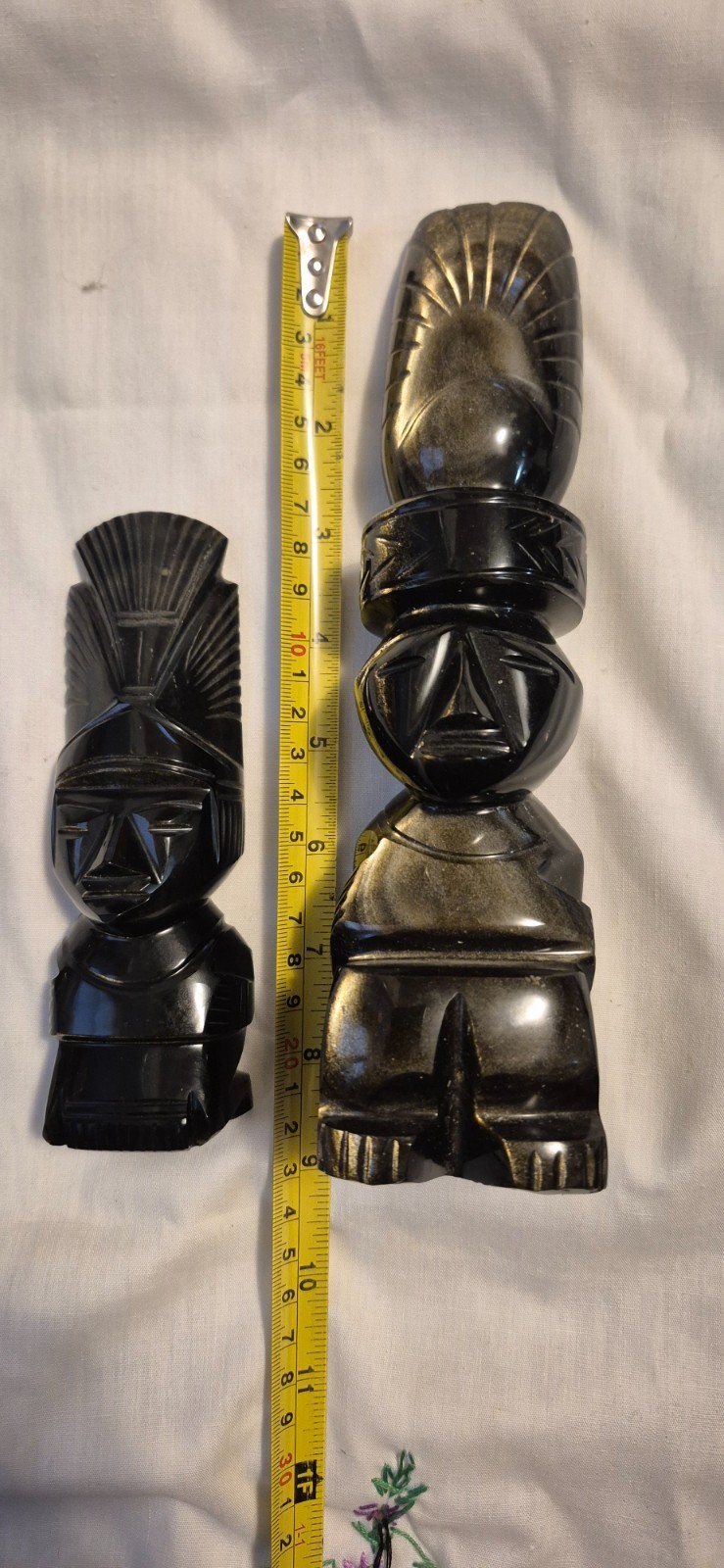 SET OF 2 VINTAGE HAND-CARVED MEXICAN OBSIDIAN STONE STATUE OF AZTEC OR MAYAN GOD SET OF 2 VINTAGE HAND-CARVED MEXICAN OBSIDIAN STONE STATUE OF AZTEC OR MAYAN GOD