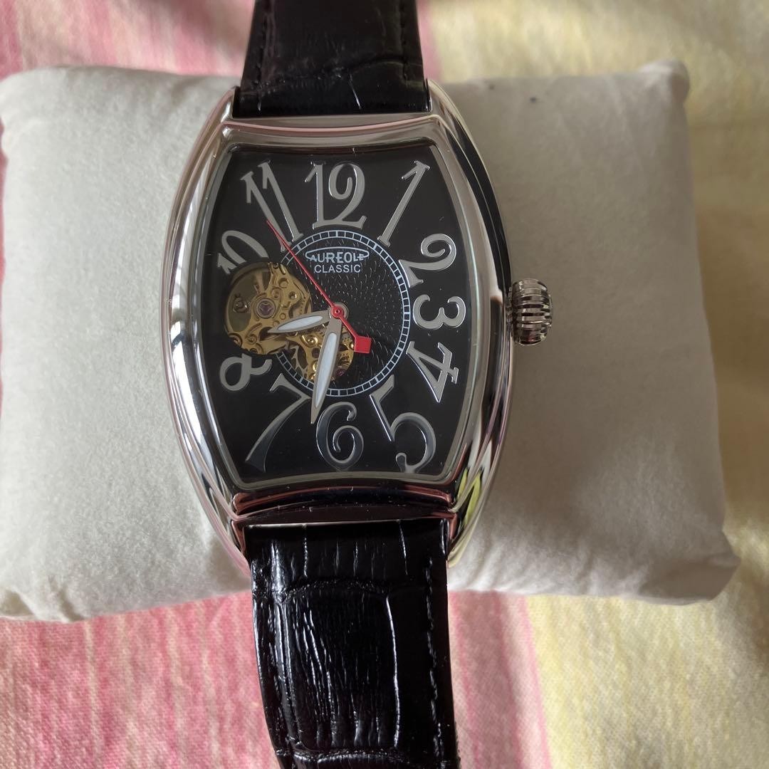 AUREOLE SW-580M-1 Men\'s Automatic Watch New Unused Classic Tonneau Case