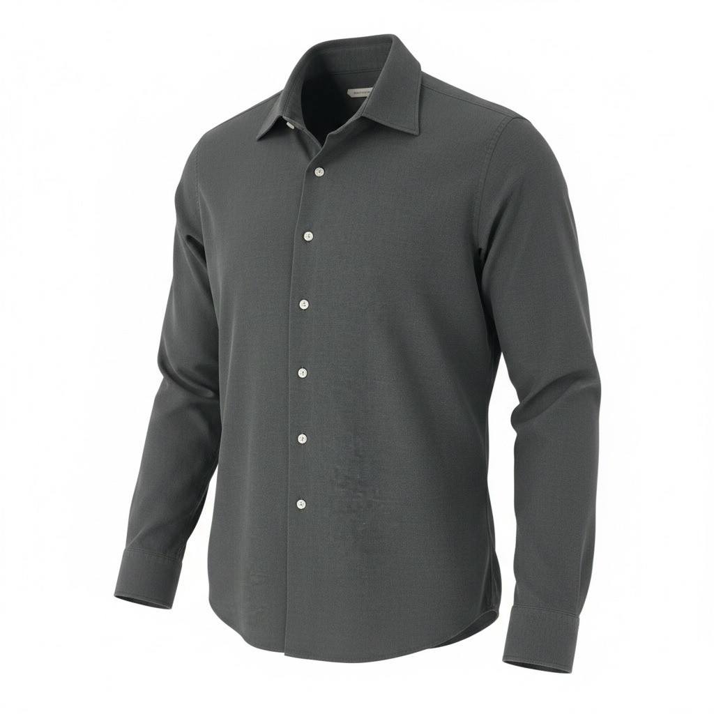 SuitSupply Egyptian Cotton Button Down Shirt Charcoal Grey Spread Collar Mens