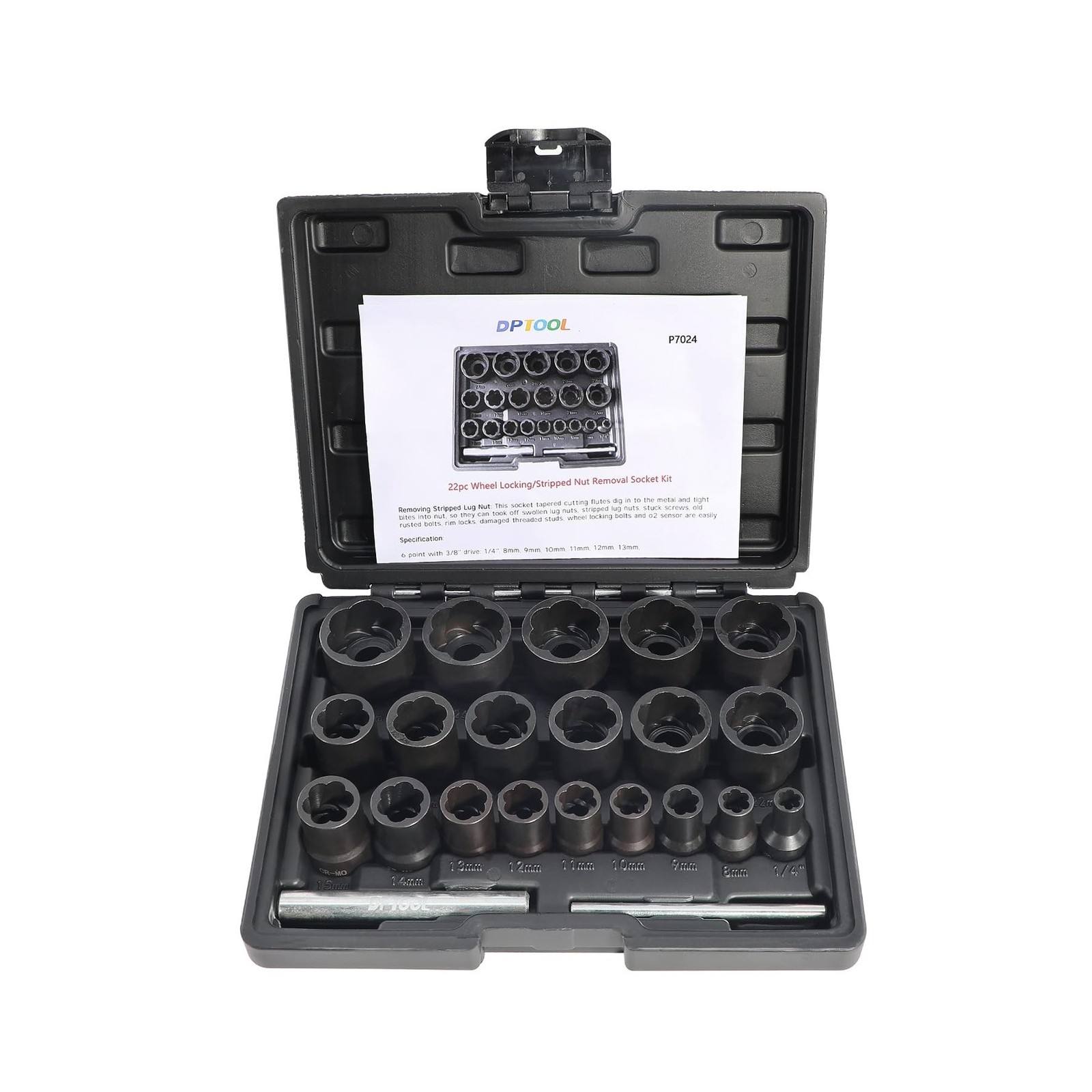 DPTOOL 22 Piece Bolt Nut Extractor Set, 1/2\ DPTOOL 22 Piece Bolt Nut Extractor Set, 1/2\