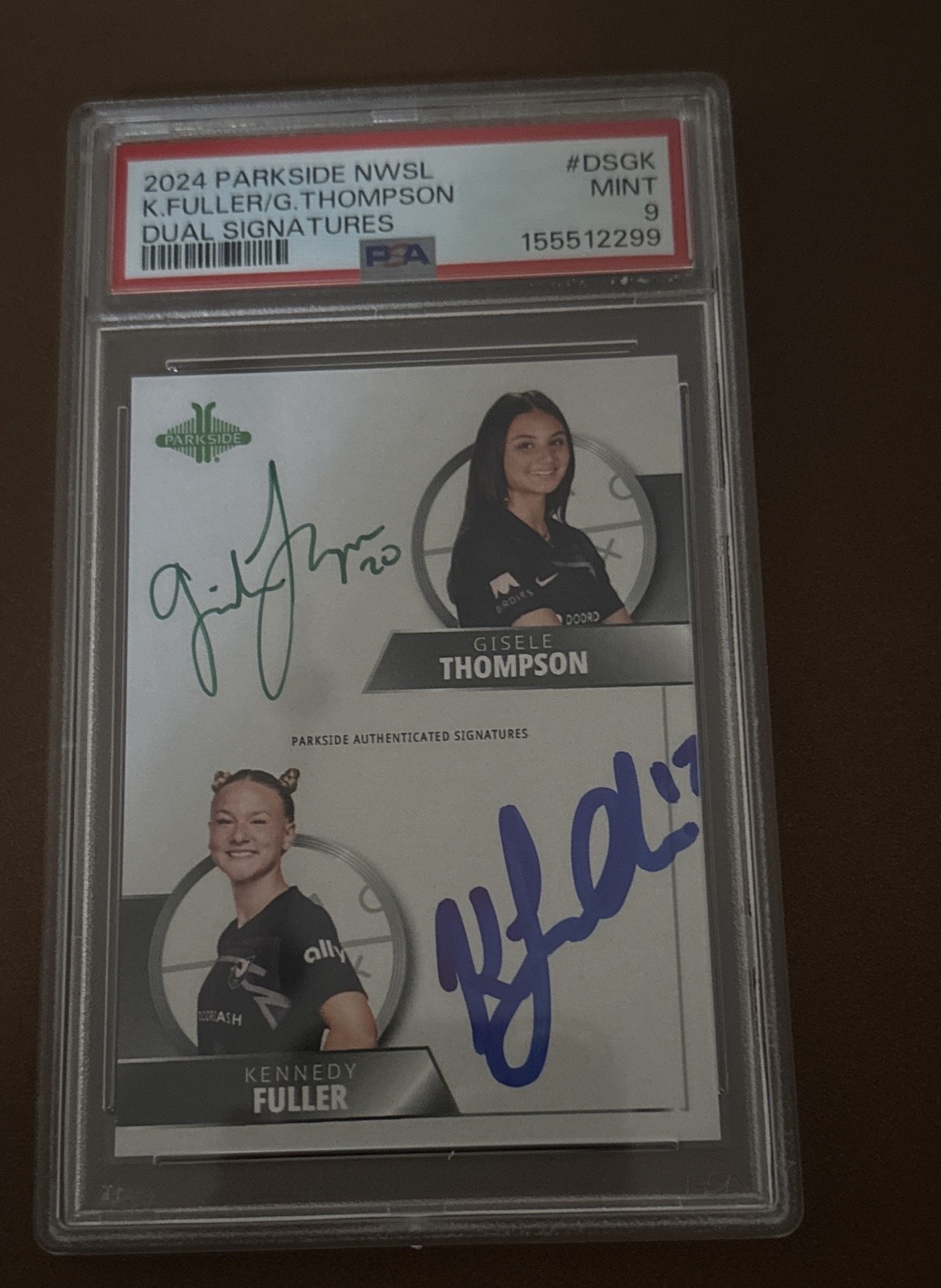 2024 Parkside Nwsl Dual Signatures Kennedy Fuller/Gisele Thompson/120 PSA 9 Pop2 2024 Parkside Nwsl Dual Signatures Kennedy Fuller/Gisele Thompson/120 PSA 9 Pop2