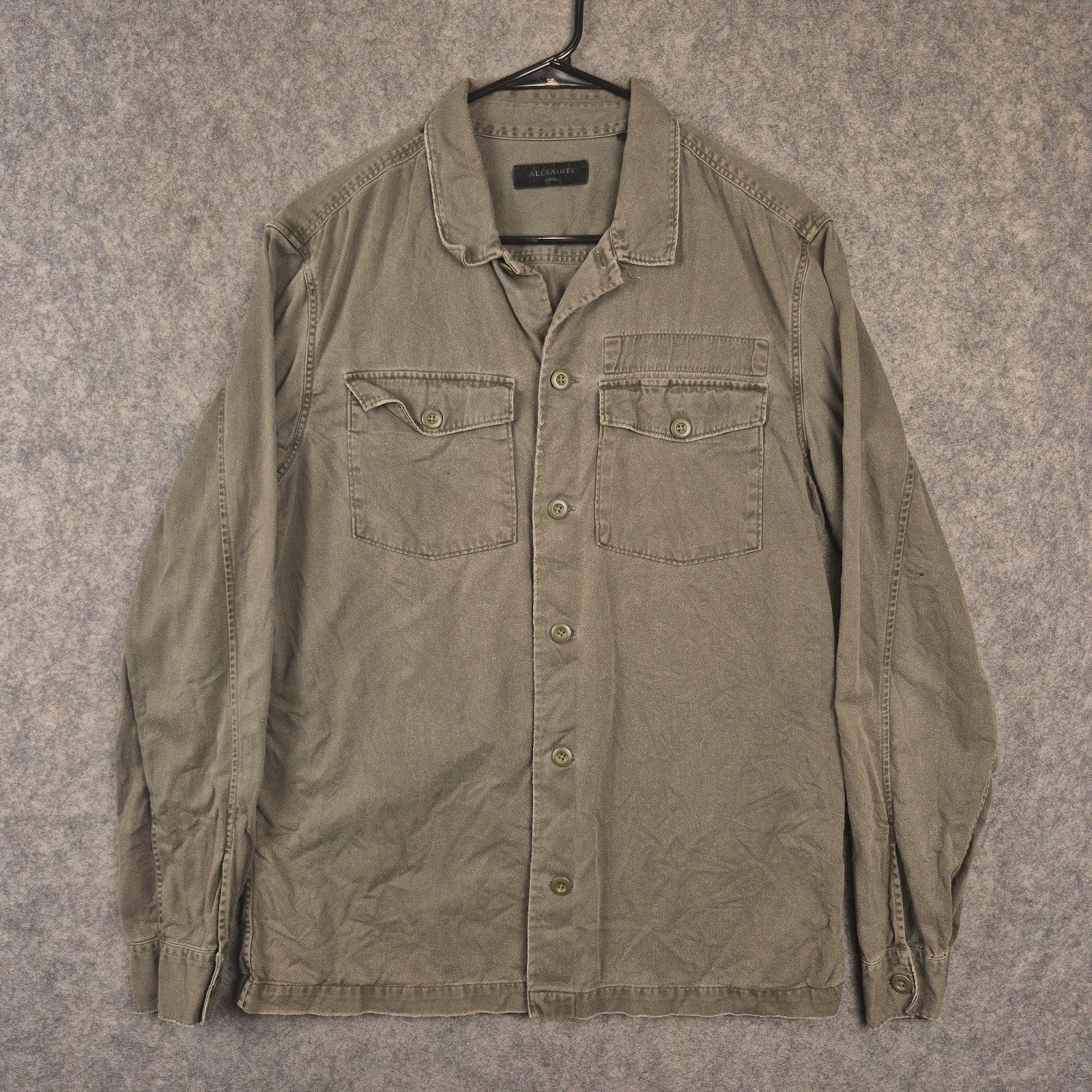 AllSaints Spotter Shirt Mens L Brown Twill Utility Military Overshirt All Saints AllSaints Spotter Shirt Mens L Brown Twill Utility Military Overshirt All Saints