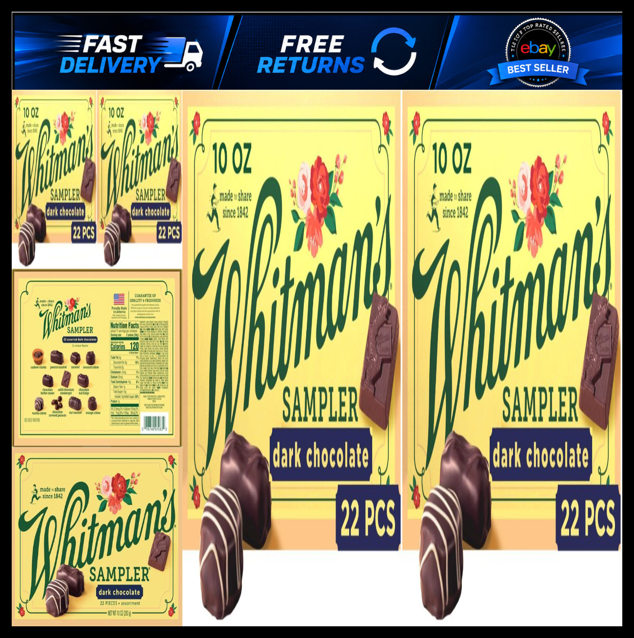 Whitman\'s Sampler Gift Box, Dark Chocolate Assortment, 10 Ounce (22 Pieces) Whitman\'s Sampler Gift Box, Dark Chocolate Assortment, 10 Ounce (22 Pieces)