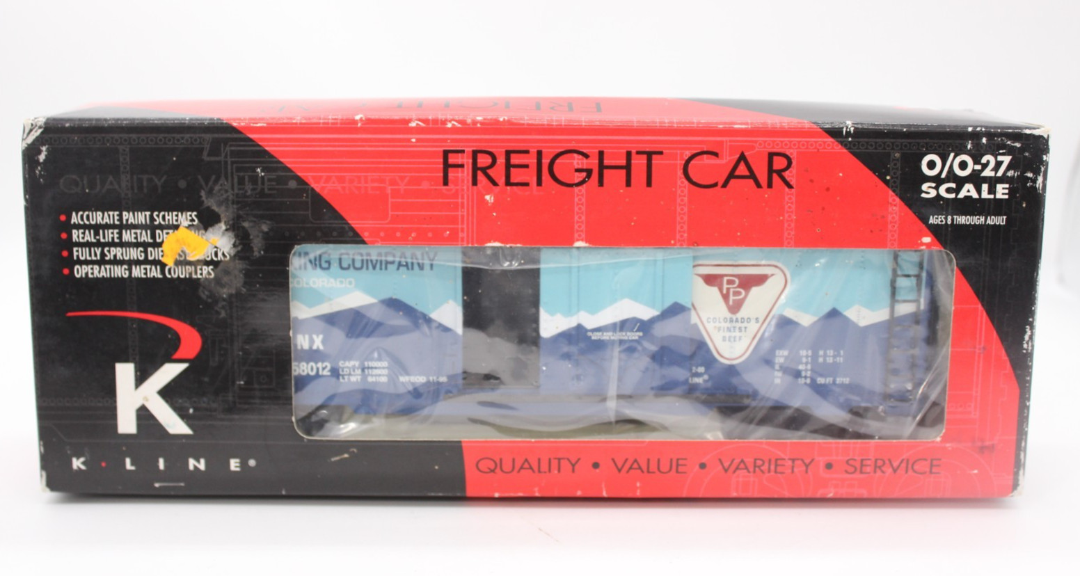 K-Line K645-8012 O Gauge Fruit Growers Express Classic Reefer Cat K-Line K645-8012 O Gauge Fruit Growers Express Classic Reefer Cat
