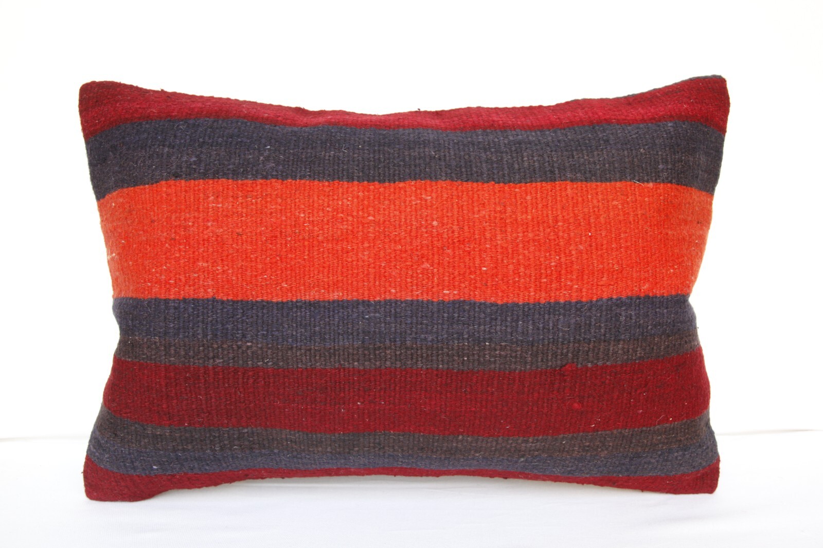 Authentic Vintage Turkish Cushion – Handwoven Wool Bohemian Kilim Lumbar Pillow