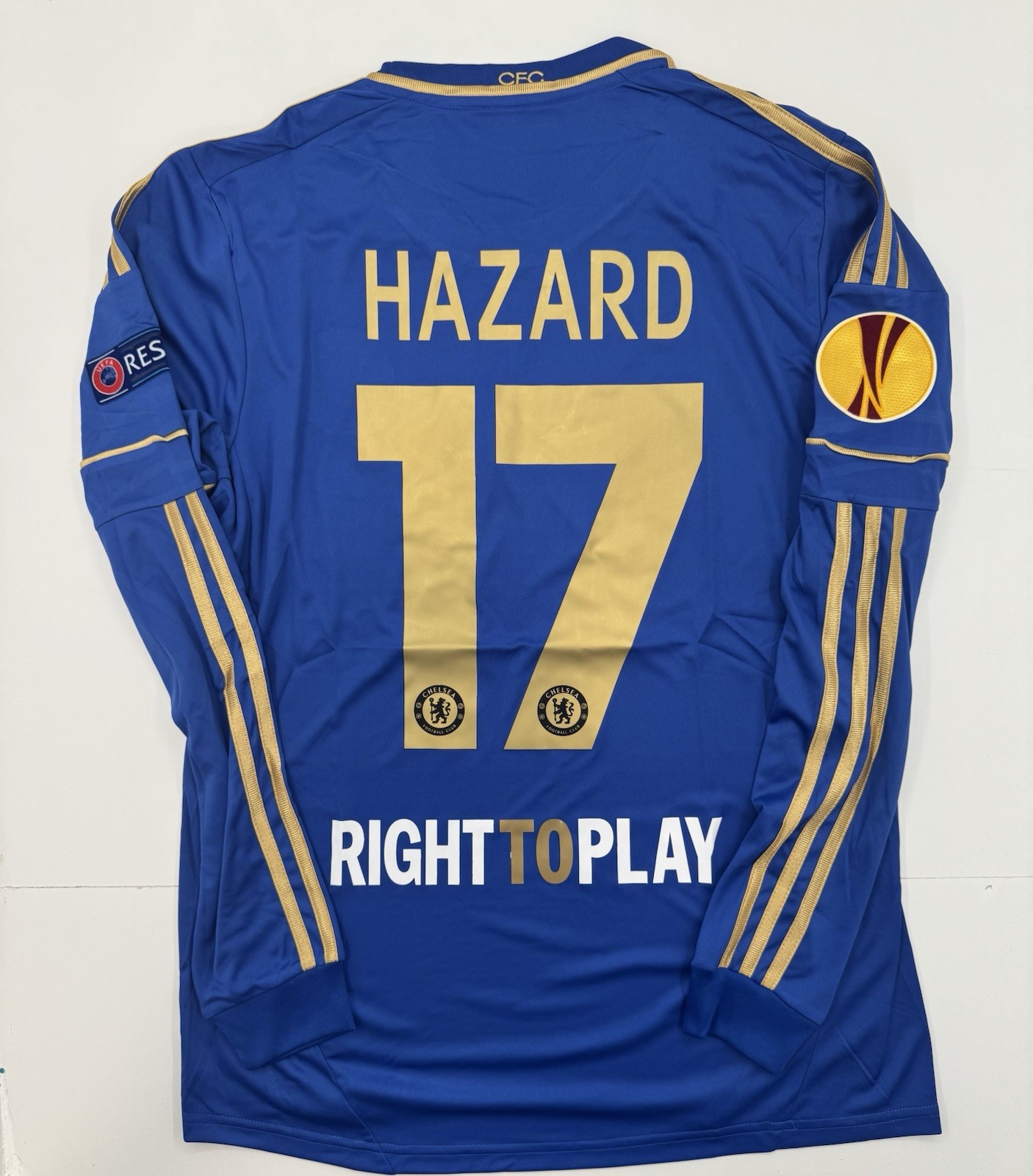 2012/13 Chelsea Home Retro Jersey Hazard #17 Long Sleeve Vintage Iconic Gold Blu 2012/13 Chelsea Home Retro Jersey Hazard #17 Long Sleeve Vintage Iconic Gold Blu