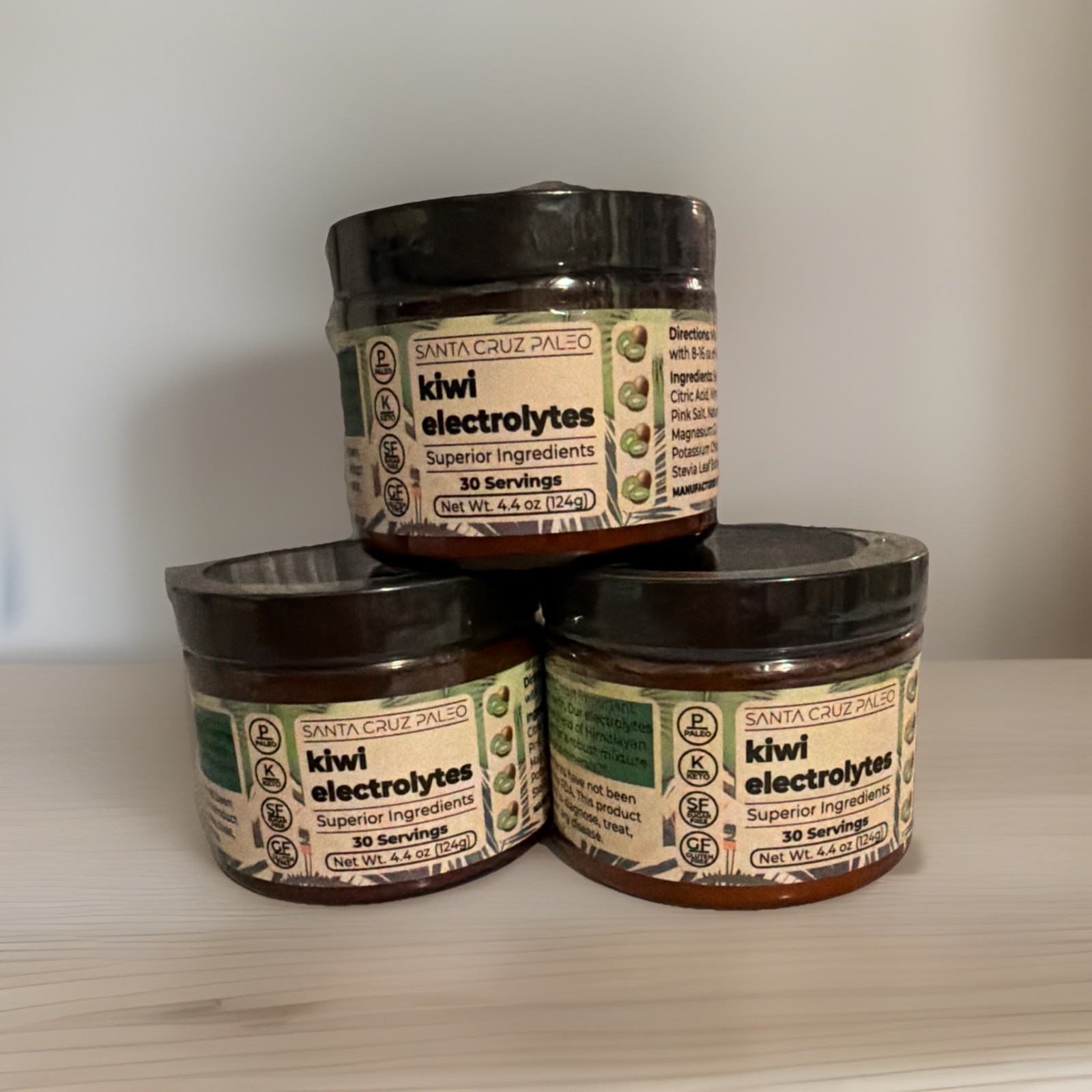 3 Pieces Santa Cruz Paleo Electrolyte Powder, Kiwi Flavor. (4.4 Oz) 3 Pieces Santa Cruz Paleo Electrolyte Powder, Kiwi Flavor. (4.4 Oz)