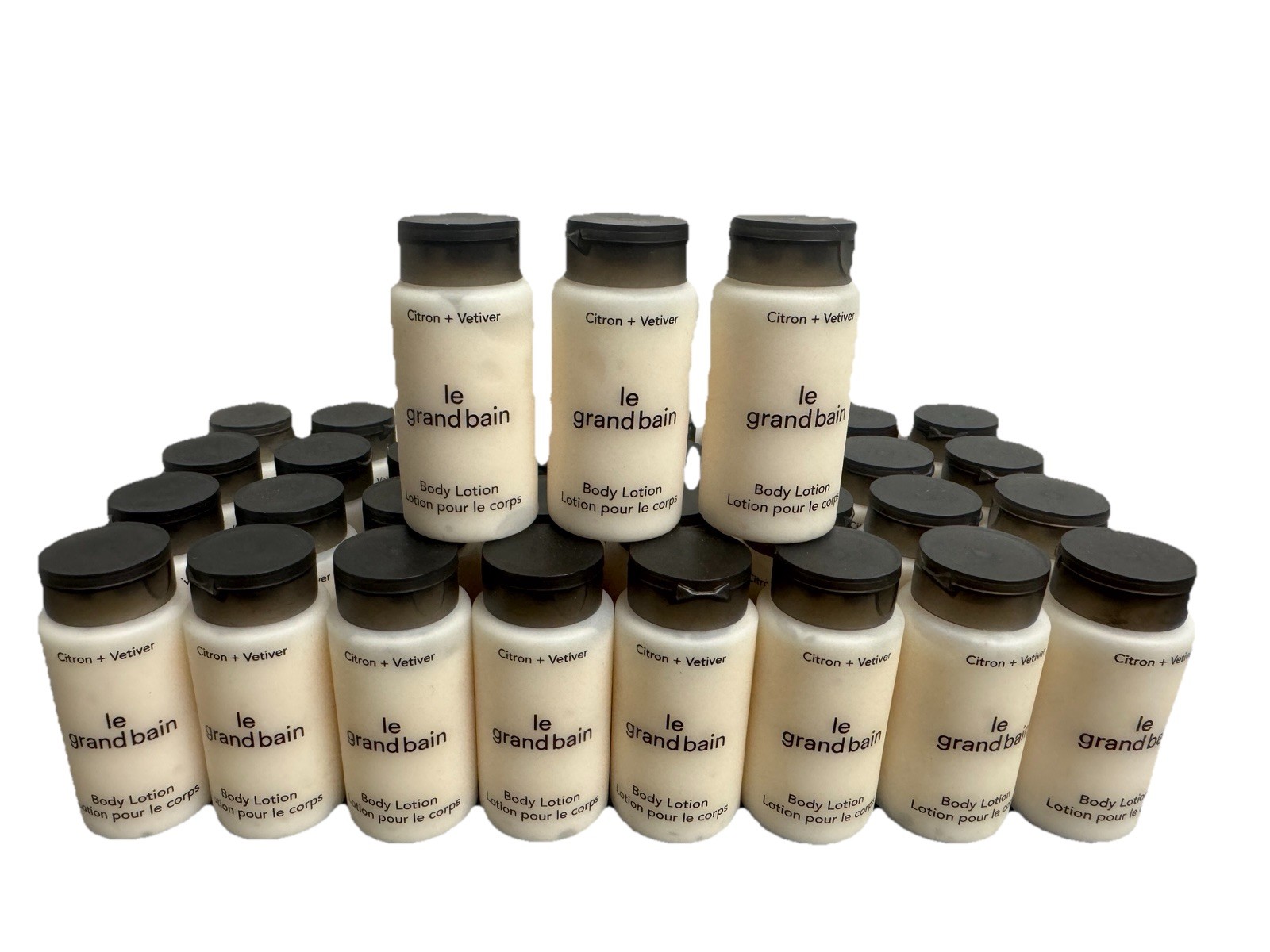40 PACK Le Grand Bain BODY LOTION Citron + Vetiver 1 fl oz TRAVEL SIZE bottles