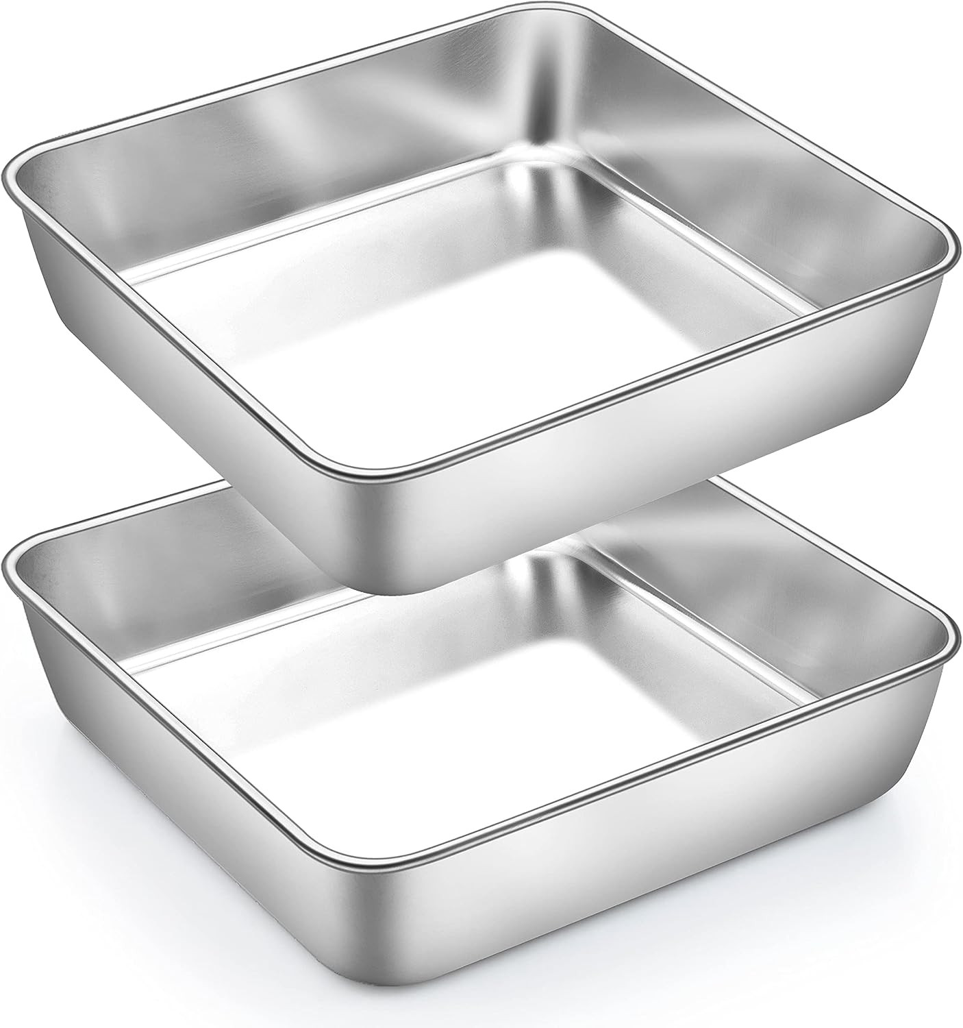 8X8 Baking Pan, 2 Pack Stainless Steel Square Cake Brownie Pan 8X8 Baking Pan, 2 Pack Stainless Steel Square Cake Brownie Pan