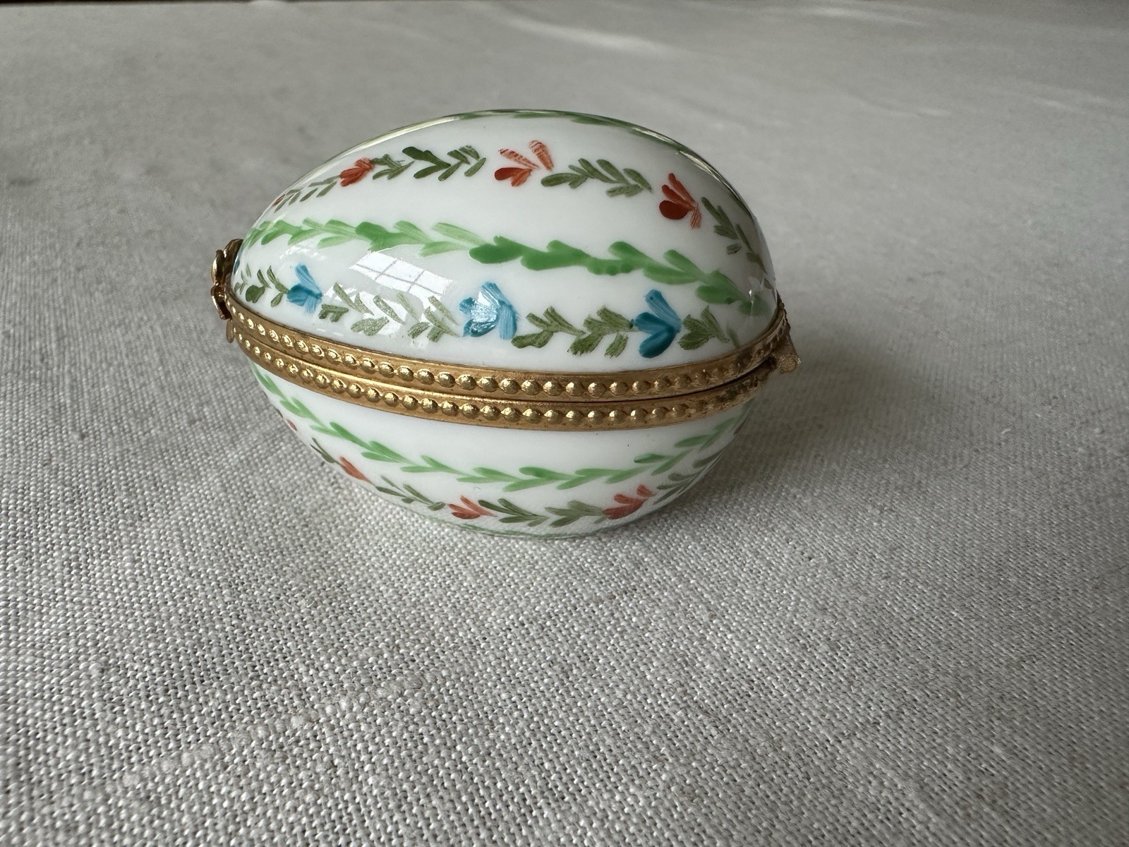 Vintage Limoges Floral Egg Trinket Box Signed Gilded Gold Design Gift Vintage Limoges Floral Egg Trinket Box Signed Gilded Gold Design Gift