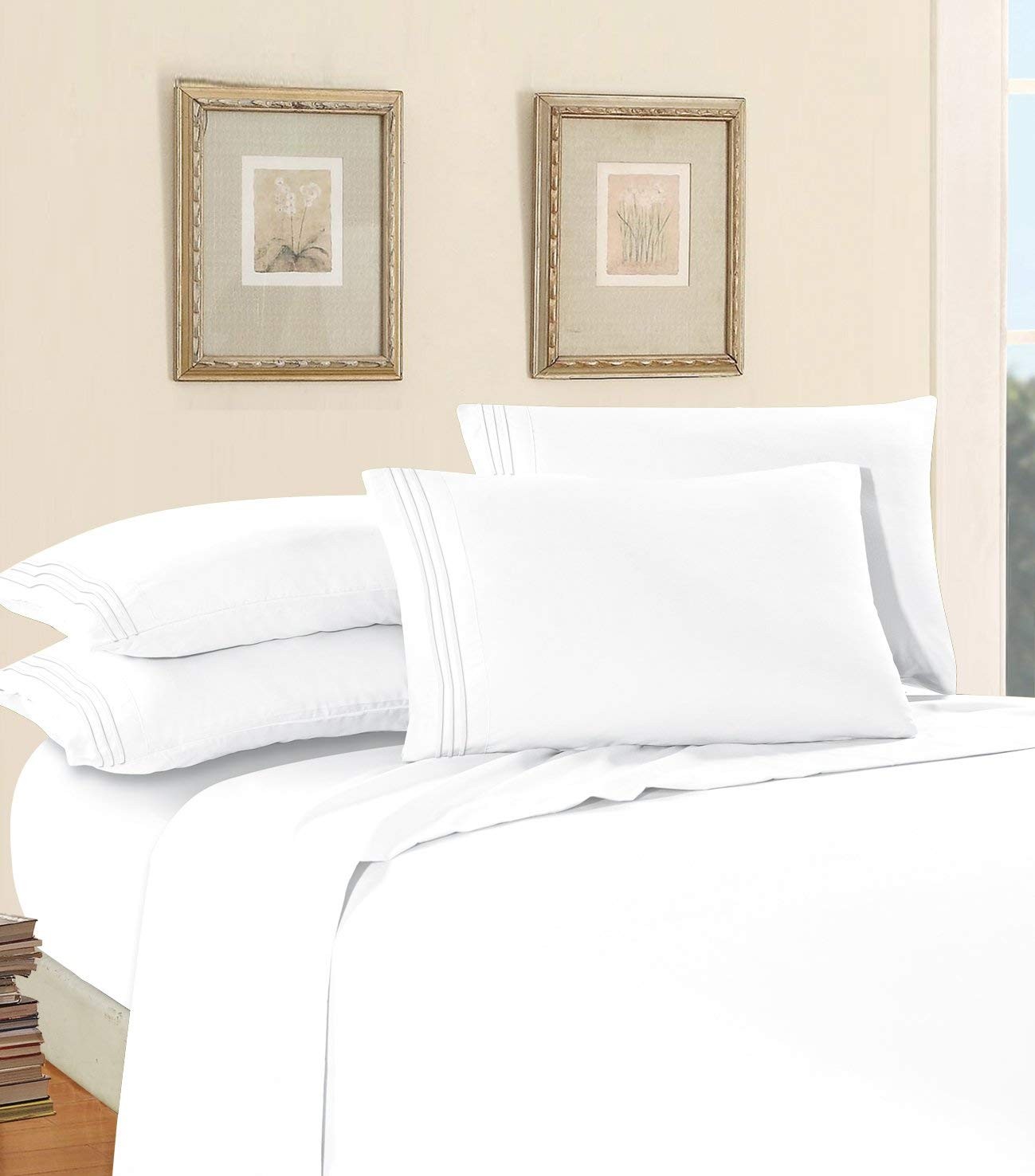 Elegant Comfort Bed Sheet Set 1500 Hotel Quality 4-Piece Deep Pocket Full White Elegant Comfort Bed Sheet Set 1500 Hotel Quality 4-Piece Deep Pocket Full White