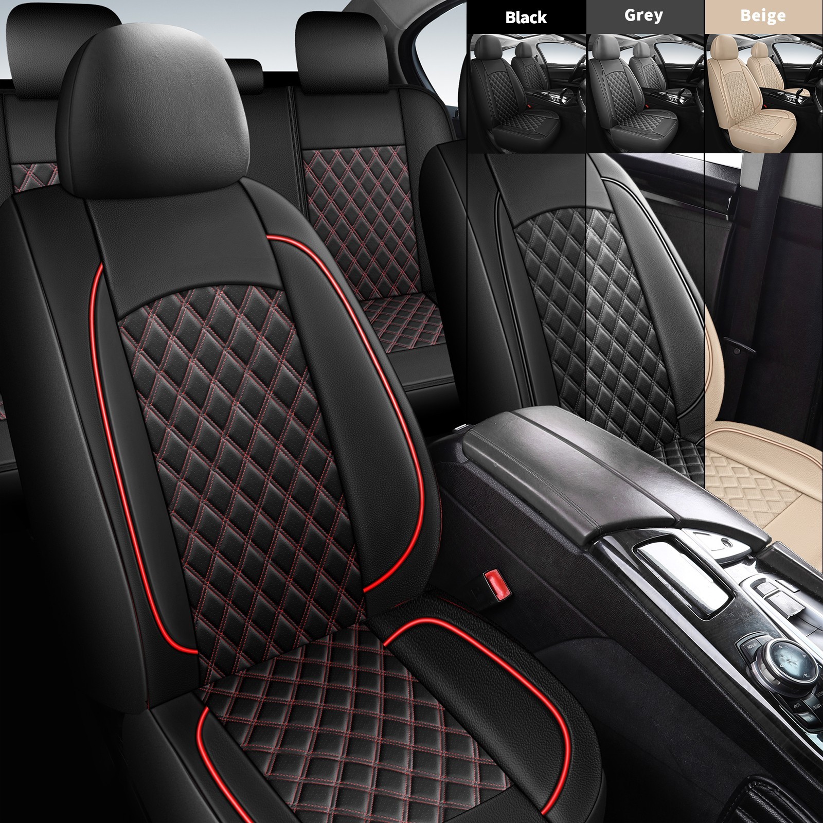 Axlcore Leather Car Seat Covers Waterproof 5-Seat Front Rear Full Set Protectors Axlcore Leather Car Seat Covers Waterproof 5-Seat Front Rear Full Set Protectors