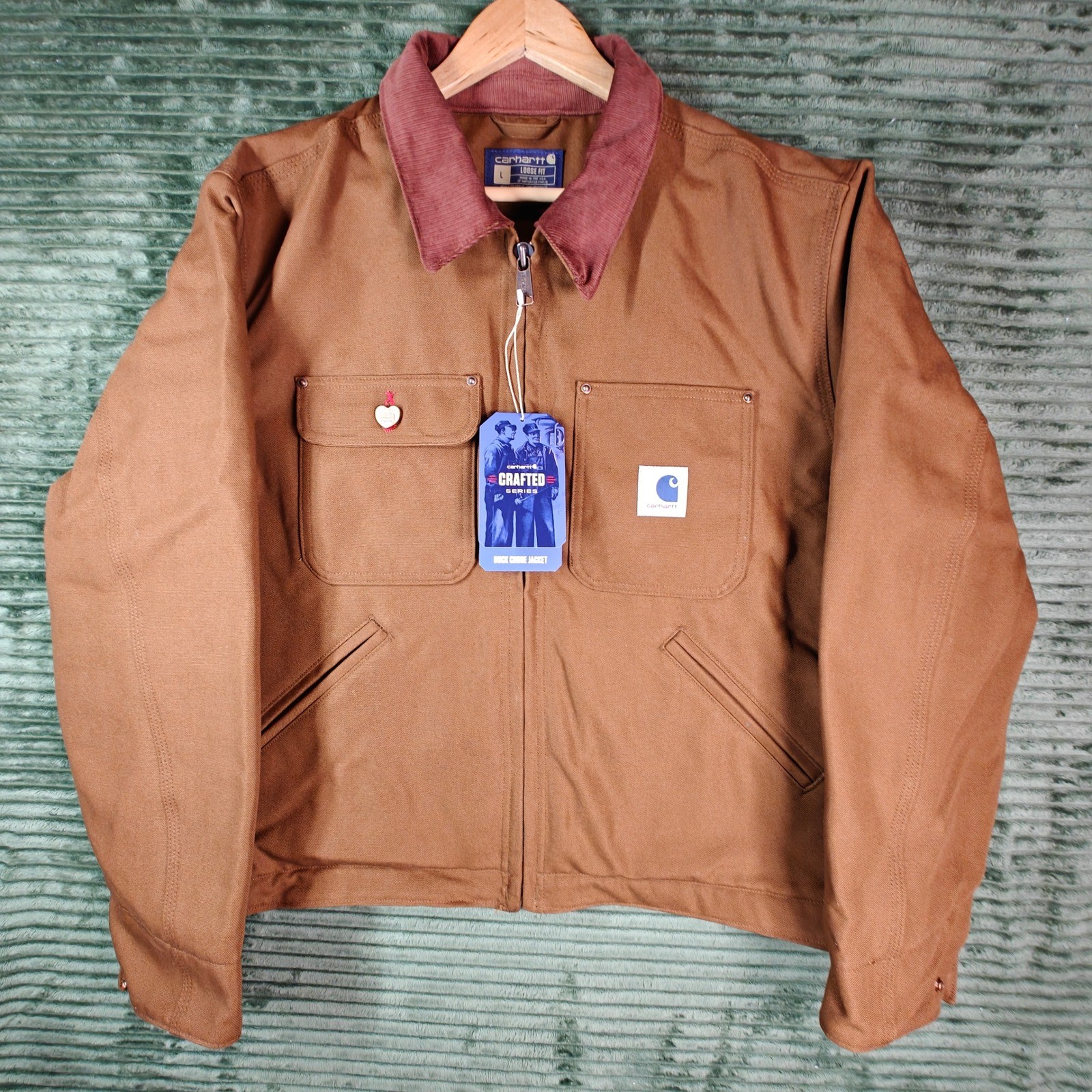 Carhartt Crafted Series Duck Sherpa Lined Chore Jacket Brown 107538-RDK Mens L