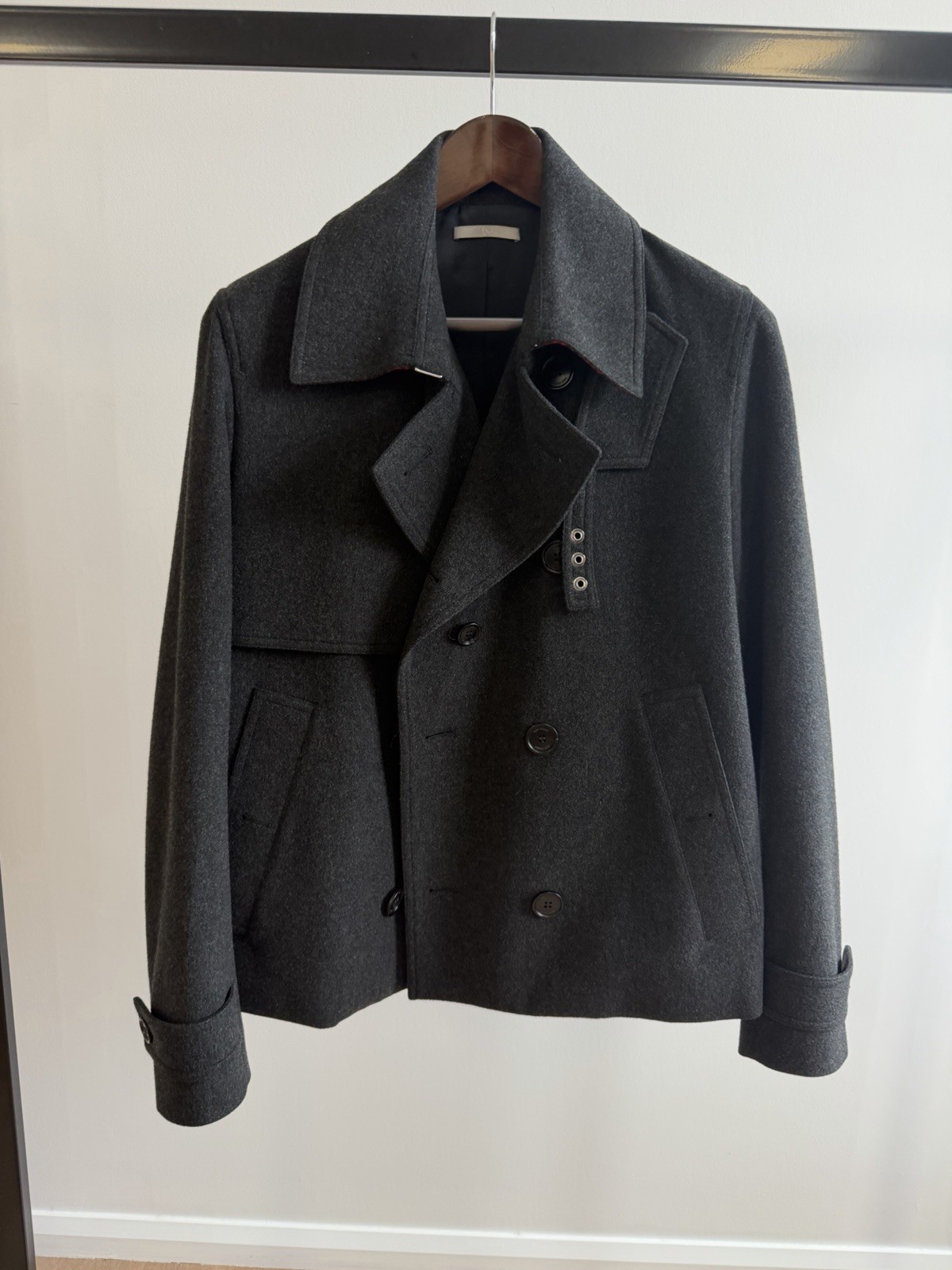 Dior Homme Men’s Grey Cashmere Pea Coat Size 48 Dior Homme Men’s Grey Cashmere Pea Coat Size 48