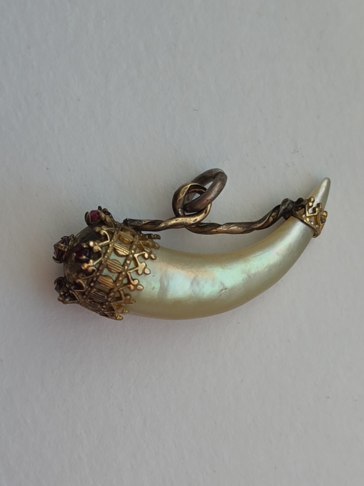 Victorian Cornucopia Horn Watch Fob Pendant Gold Filled Mother Of Pearl Garnet Victorian Cornucopia Horn Watch Fob Pendant Gold Filled Mother Of Pearl Garnet