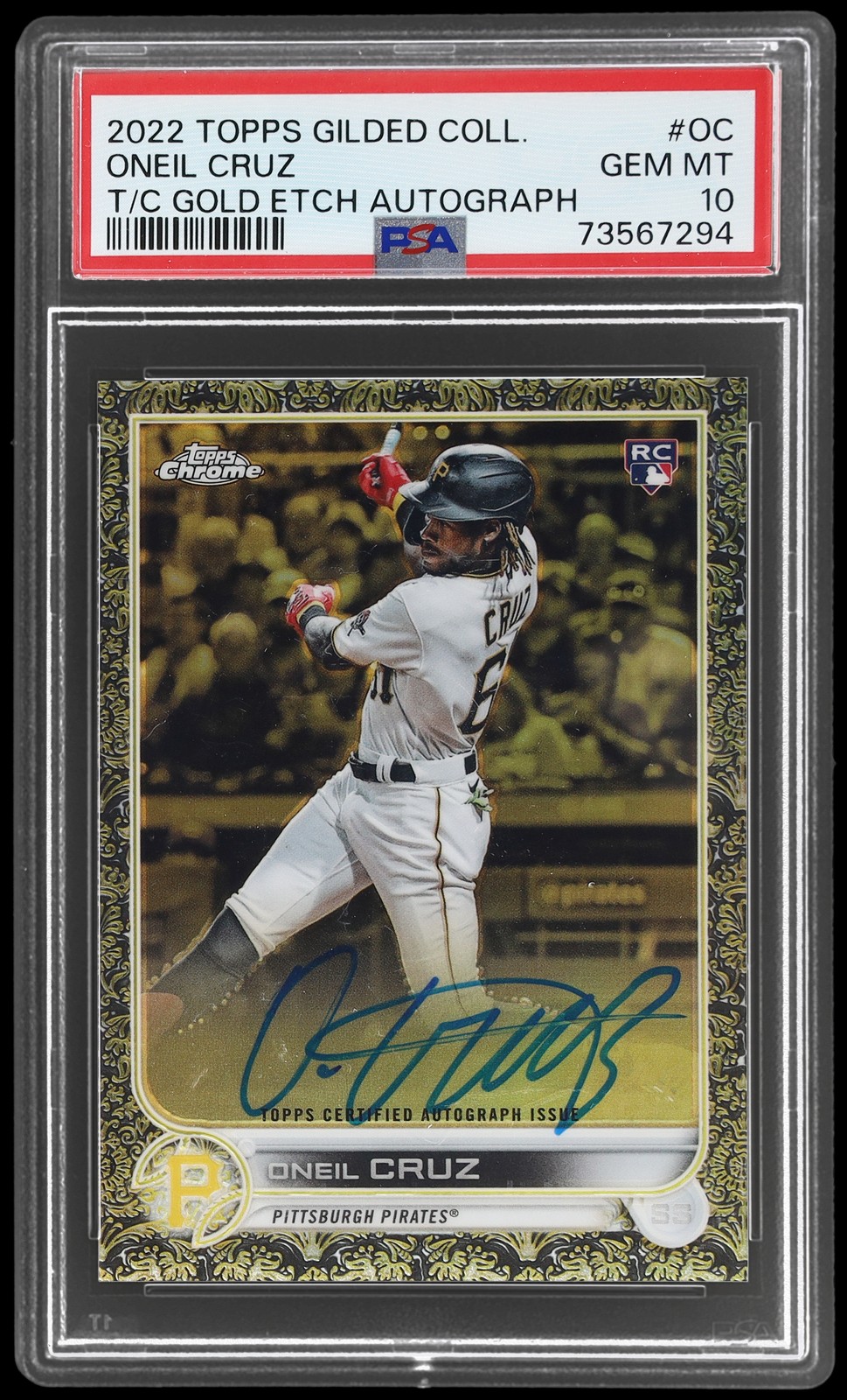 2022 Topps Gilded Oneil Cruz PSA 10 RC Chrome Gold Etch Autograph Refractor AUTO