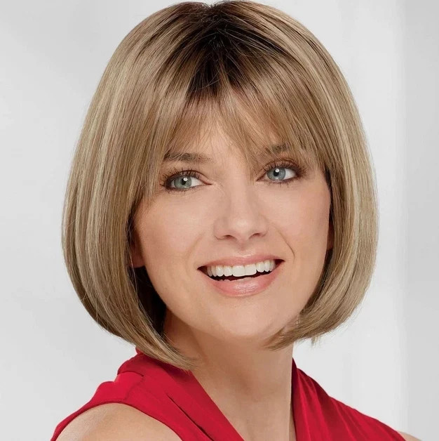 New Fashion Charm Women's Medium Blond Brown Straight Wigs 10 In