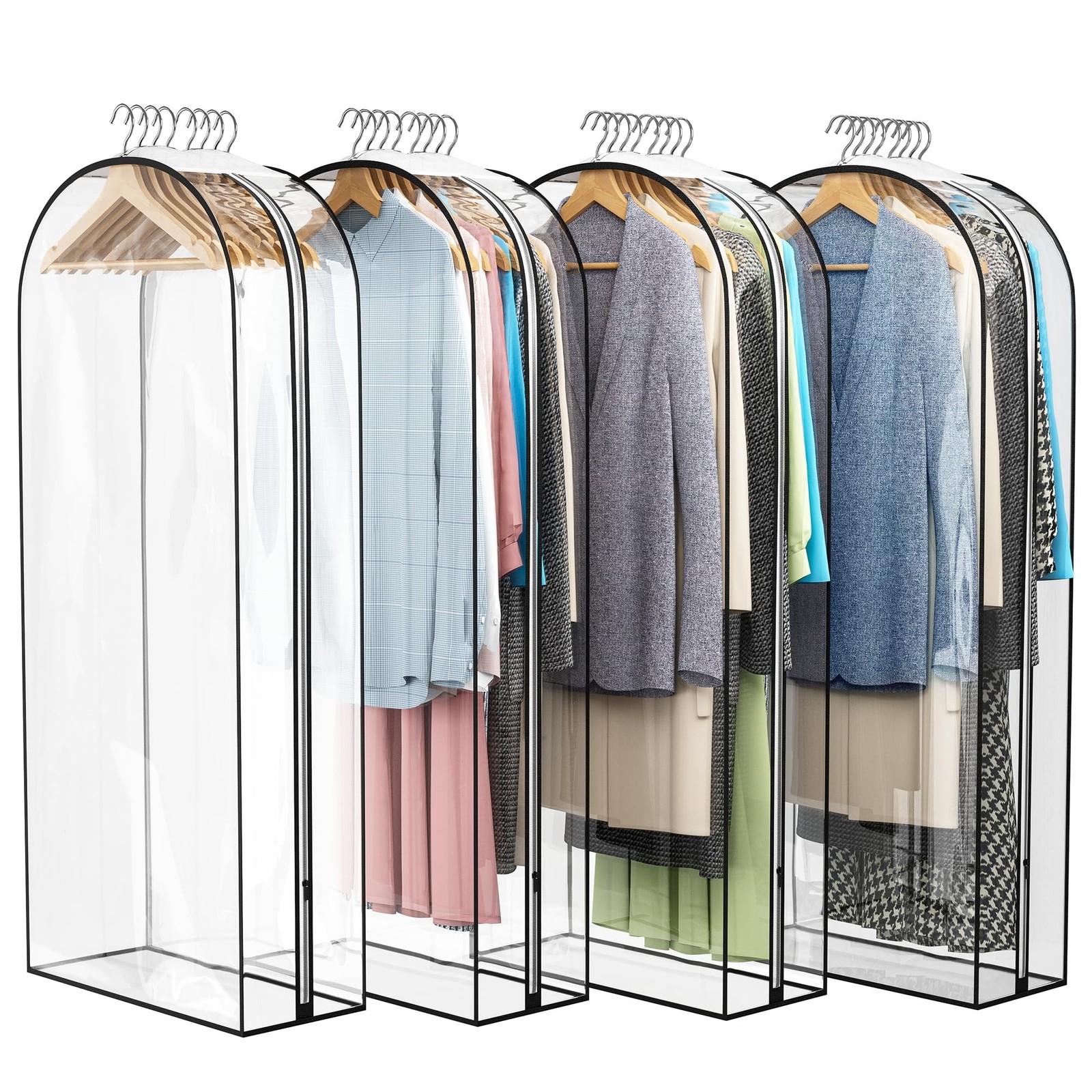 Liuoud Clear Garment Bags for Hanging Clothes 10” Gusseted, 4 Pack, 50R Liuoud Clear Garment Bags for Hanging Clothes 10” Gusseted, 4 Pack, 50R