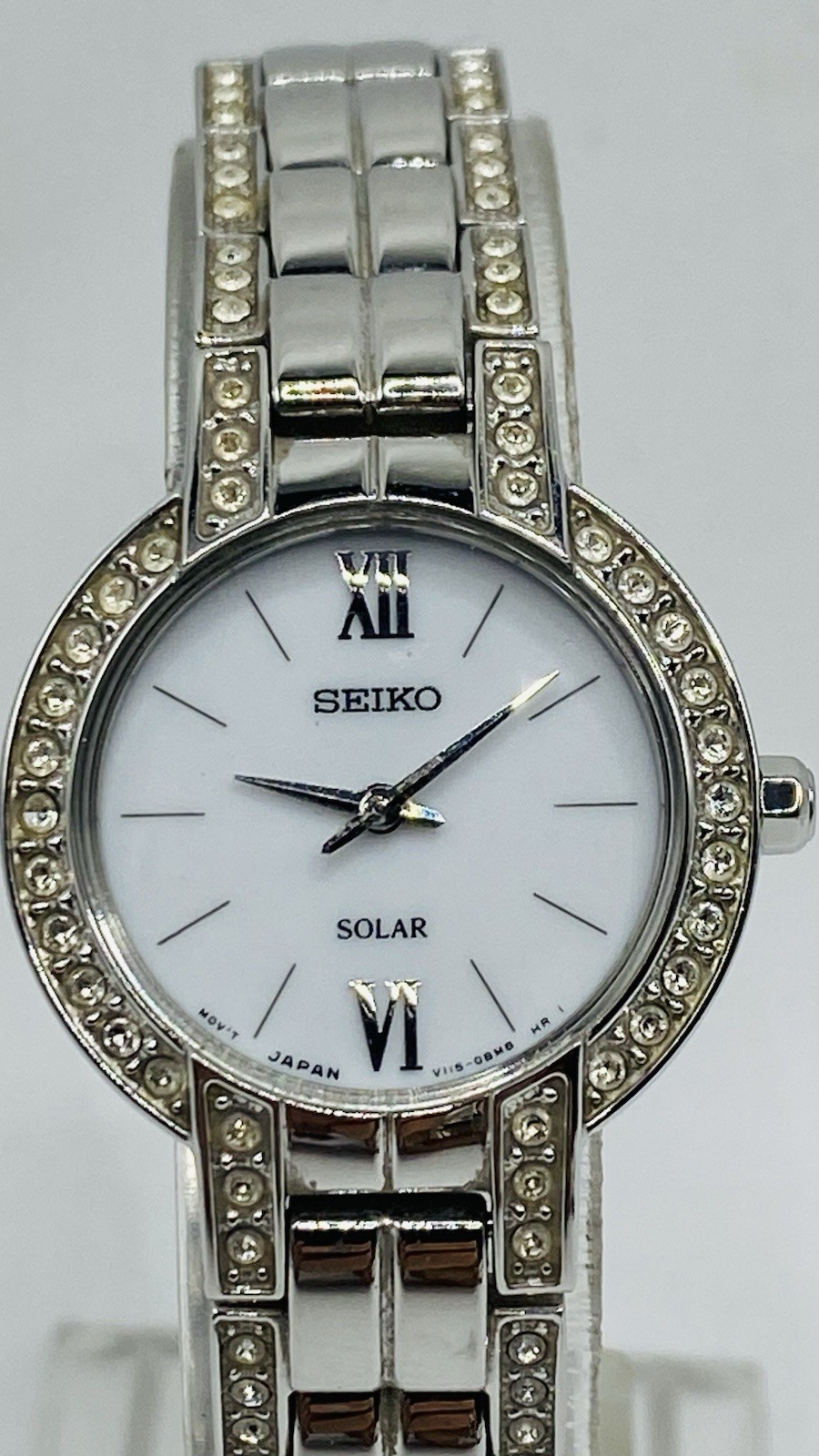 Seiko Womens Watch 25mm  MOP White Dial Excellent Condition Crystals V115-0AR0