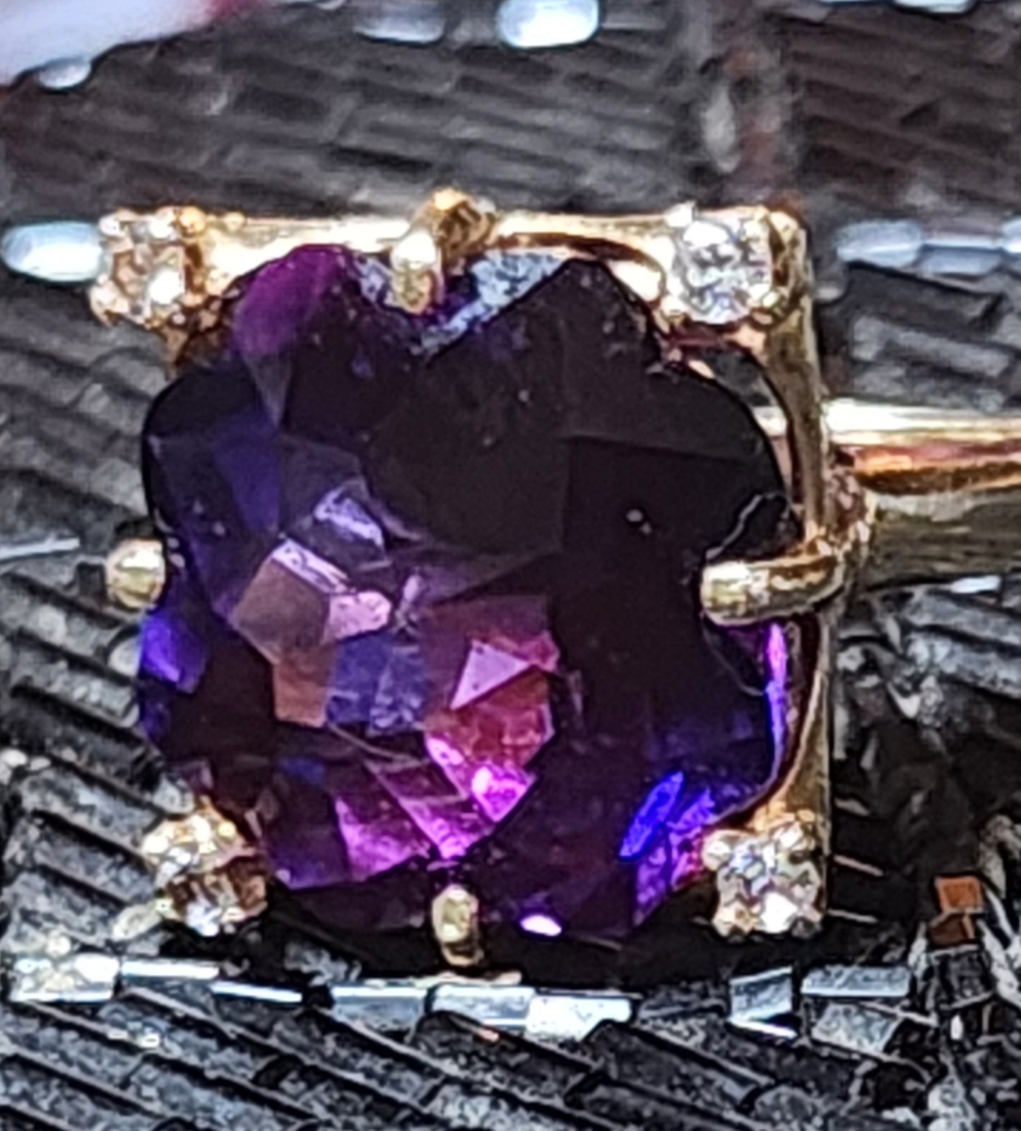 Mid-Century Baden & Foss 14K Gold Royal Purple Amethyst Statement Ring Sz 7 