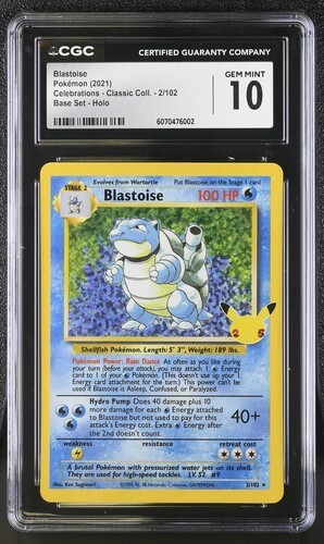 🐢🐢🐢 CGC 10 Blastoise Holo 2/102 Celebrations Classic Collection Pokemon 2021 🐢🐢🐢 CGC 10 Blastoise Holo 2/102 Celebrations Classic Collection Pokemon 2021