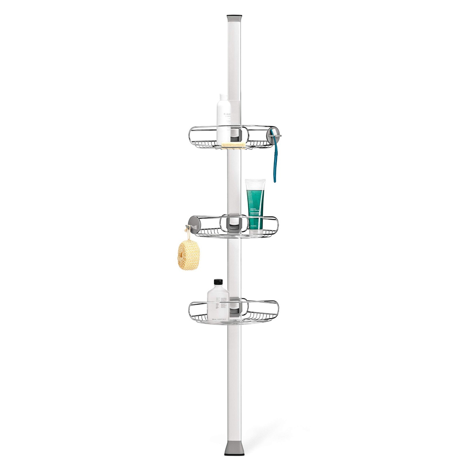 simplehuman 8\' Tension Pole Shower Caddy, Stainless Steel/Anodized Aluminum simplehuman 8\' Tension Pole Shower Caddy, Stainless Steel/Anodized Aluminum