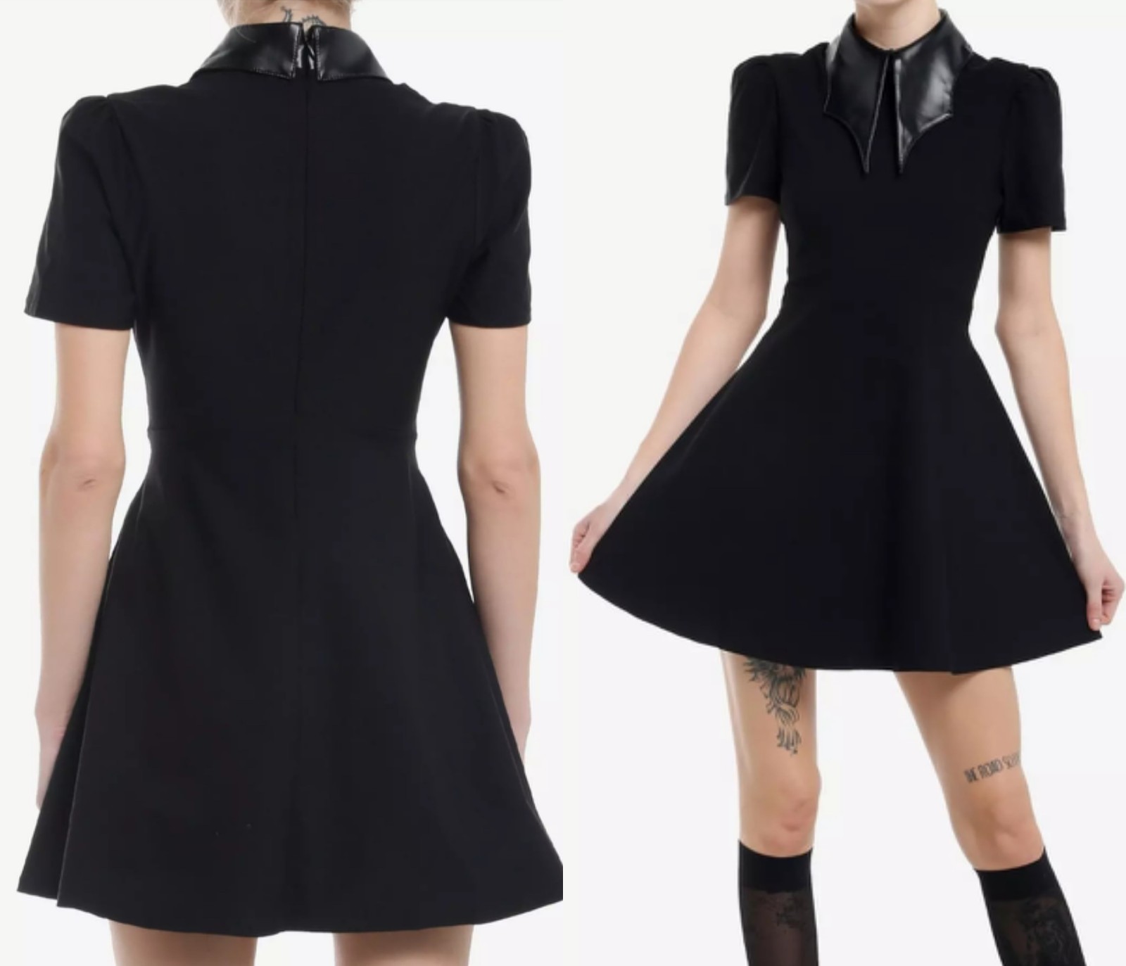 NWT Killstar Kihilist Chapel Batwing Collar Dress Sz M Tonal Black Pleather NWT Killstar Kihilist Chapel Batwing Collar Dress Sz M Tonal Black Pleather