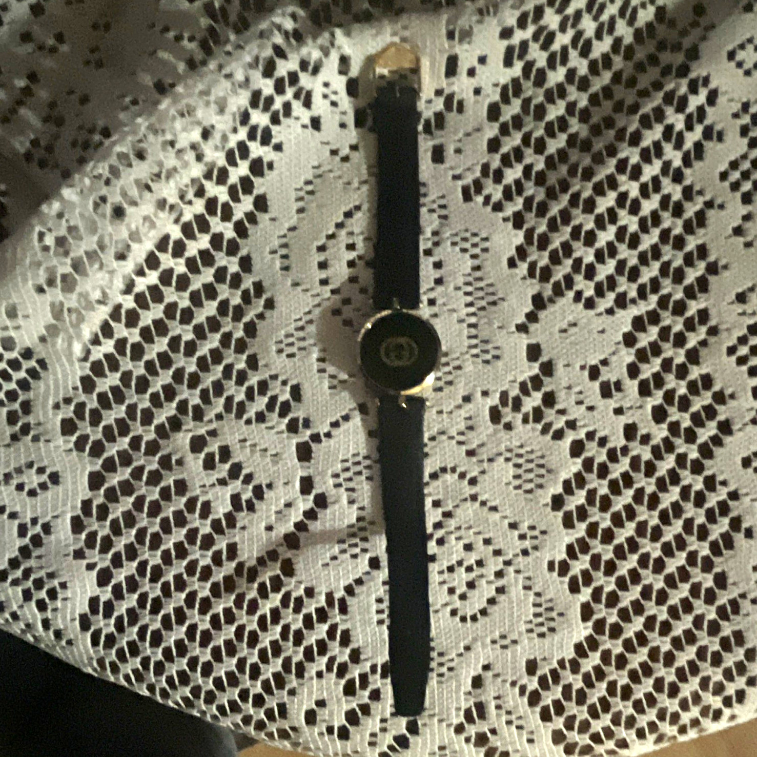 Gucci Women’s Moon Phase Quartz Analog Watch White Dial B Leather 14k gold bezel