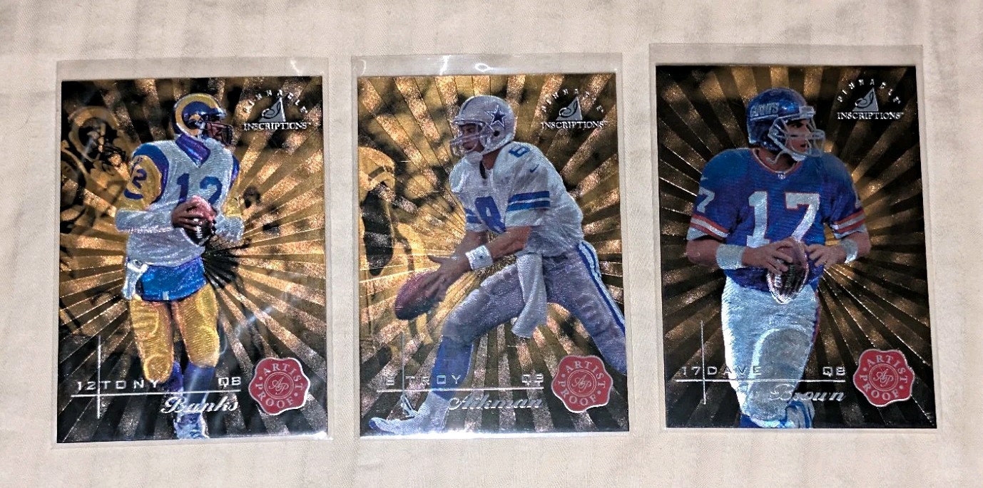 1997 Pinnacle Inscriptions Artist Proof - Troy Aikman, Tony Banks, Dave Brown
