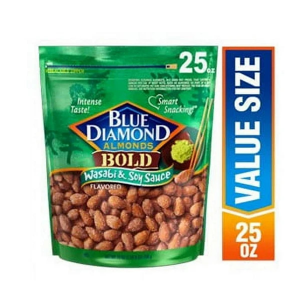 Blue Diamond Almonds, BOLD Flavored Wasabi & Soy Sauce Snack Nuts Perfect for Lu
