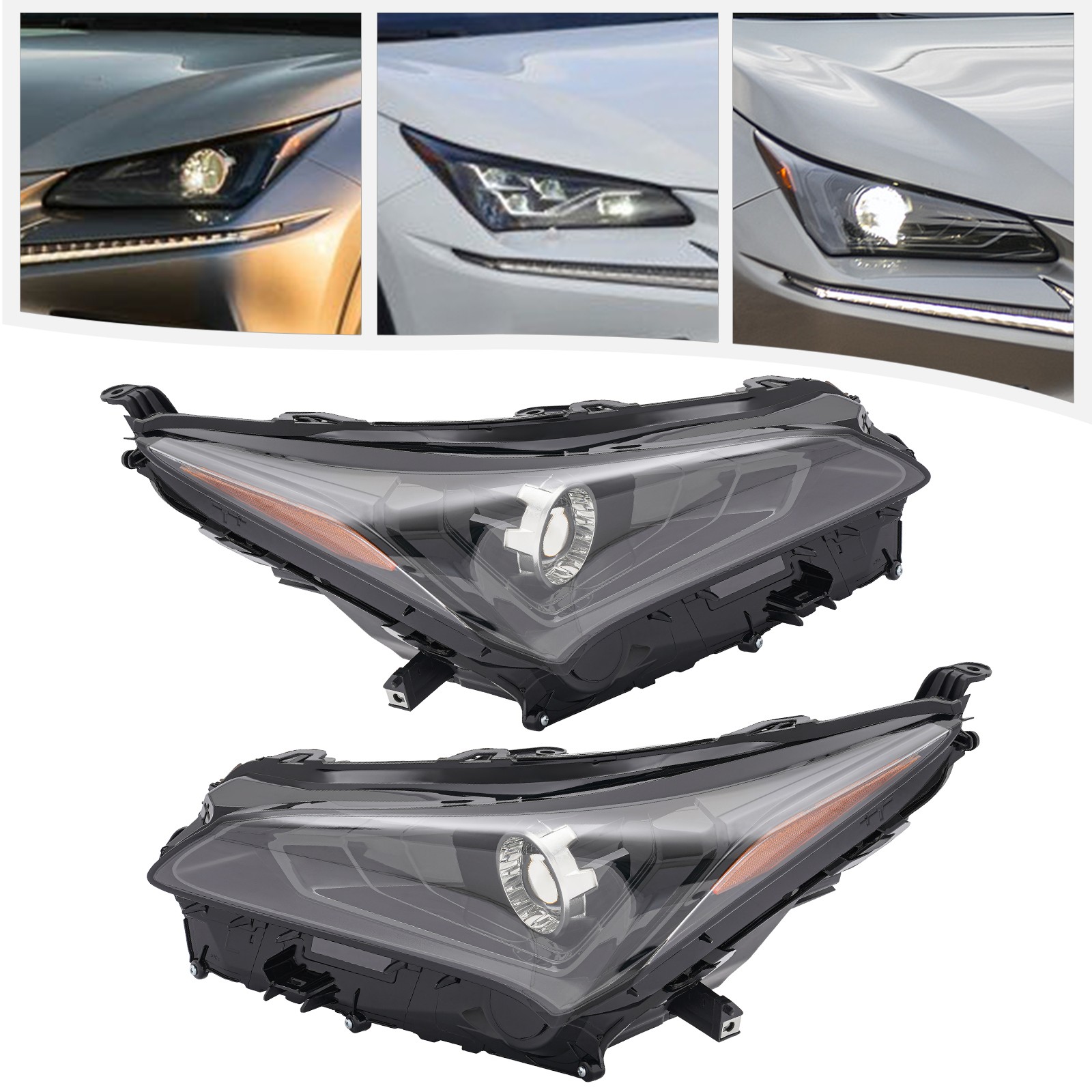 For 2018-2021 Lexus NX200t NX300 NX300h LED Headlights Headlamps Pair (L+R) Set
