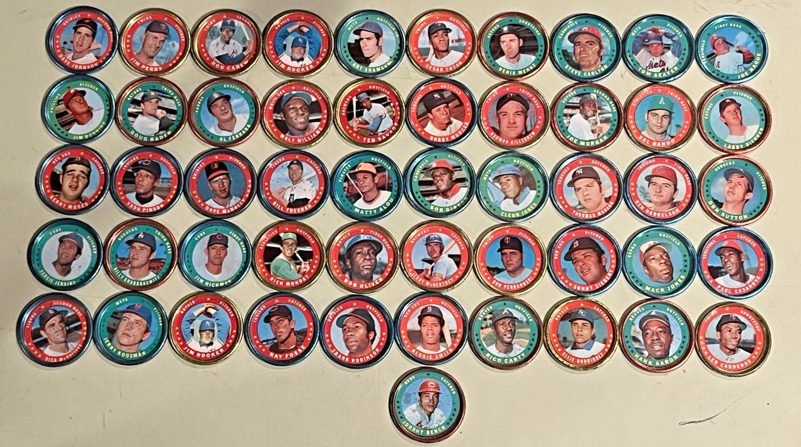 1971 Topps Baseball Coins Partial Set Lot 50/153 51pc HOF Aaron Bench Munson VG
