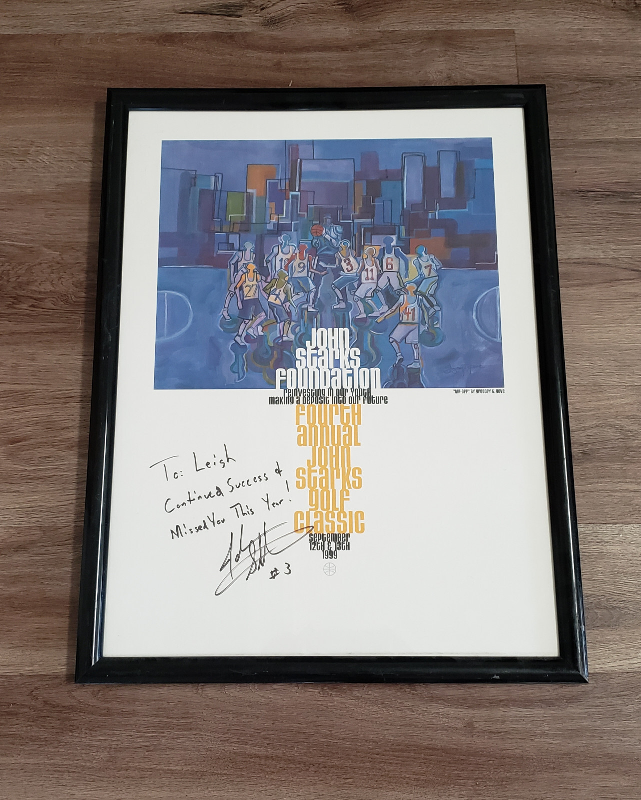 New York Knicks NBA Basketball John Starks Golf Classic Framed Signed Poster New York Knicks NBA Basketball John Starks Golf Classic Framed Signed Poster
