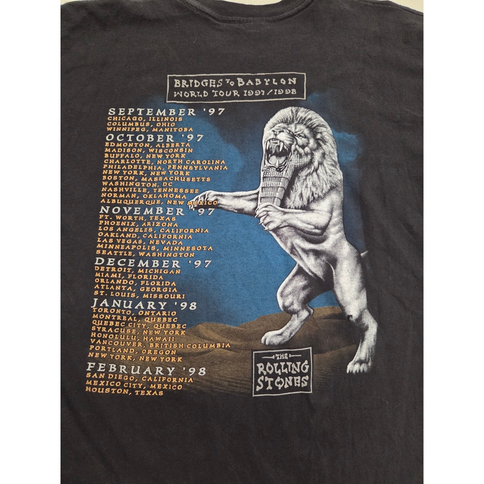 Vintage 1997 Rolling Stones Bridges To Babylon Tour Band Tee Single Stitch
