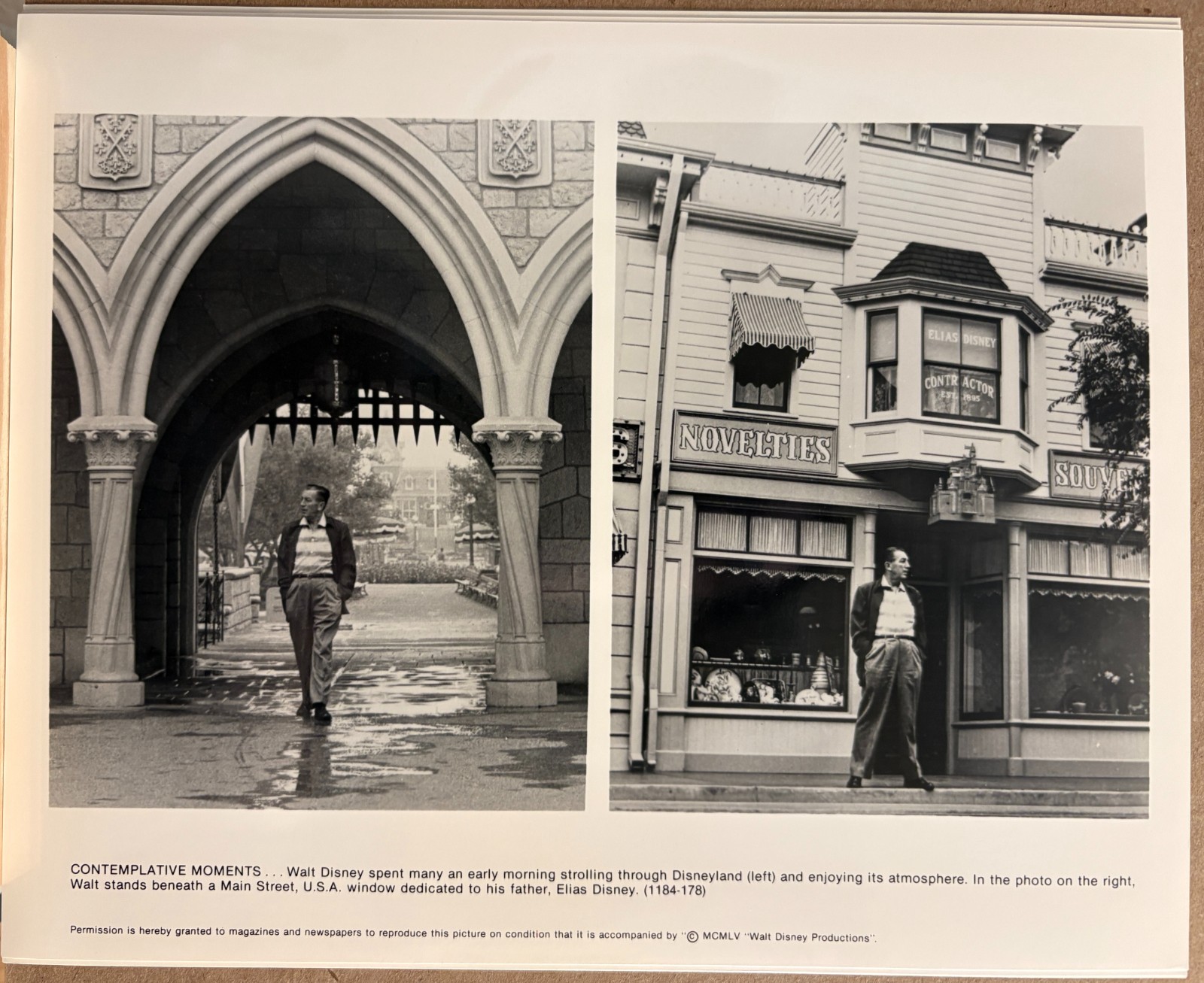 DISNEYLAND WALT DISNEY  Original Press Photo 8x10 Castle and Main Street USA