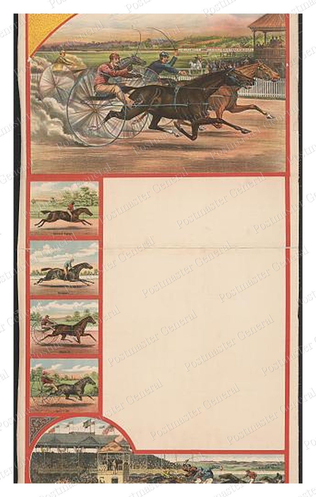 Harness Racing Vignettes Standard Postcard COPY RPPC Harness Racing Vignettes Standard Postcard COPY RPPC
