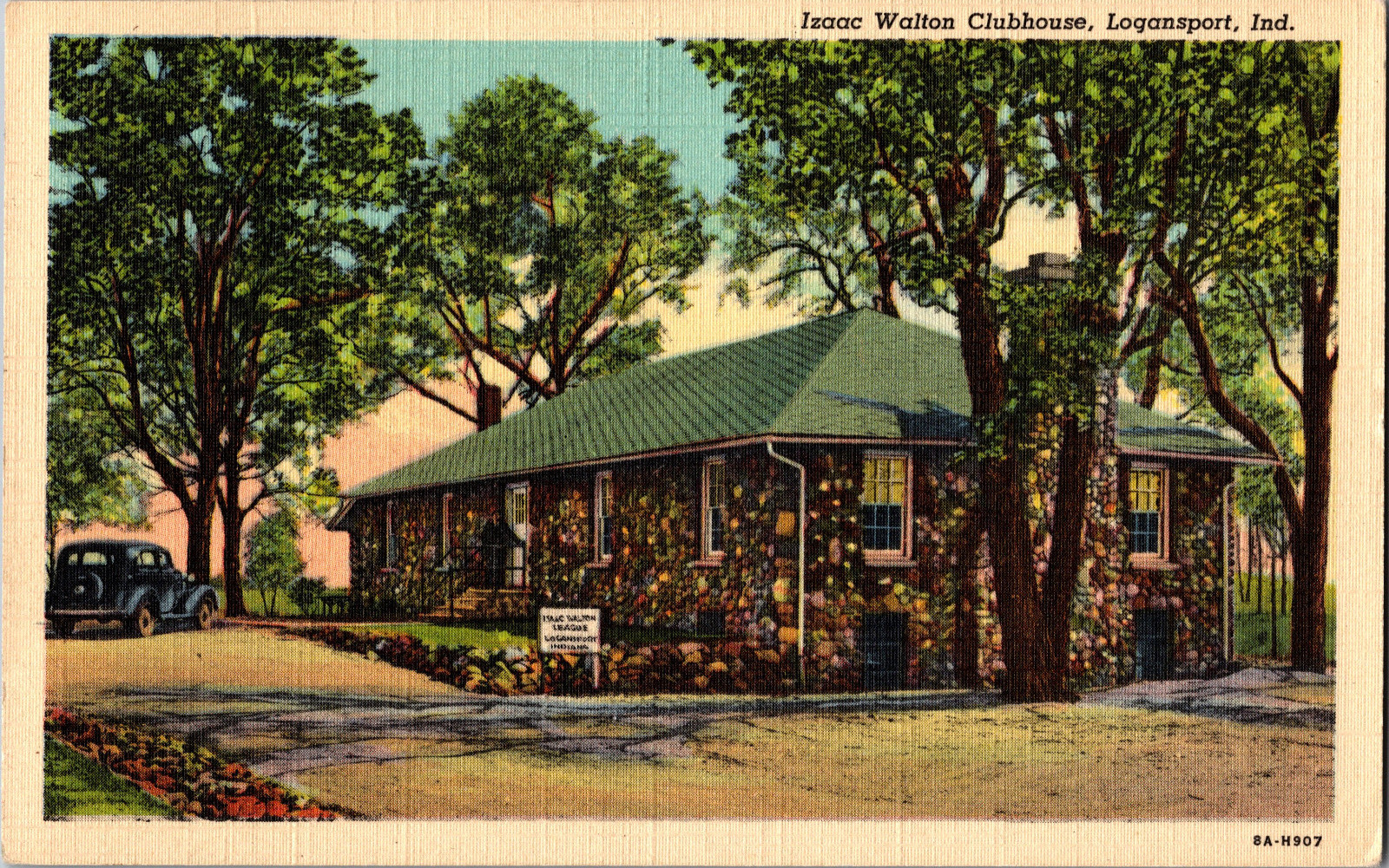 Vintage Postcard Indiana Logansport 1950 Izaac Walton Clubhouse Vintage Postcard Indiana Logansport 1950 Izaac Walton Clubhouse