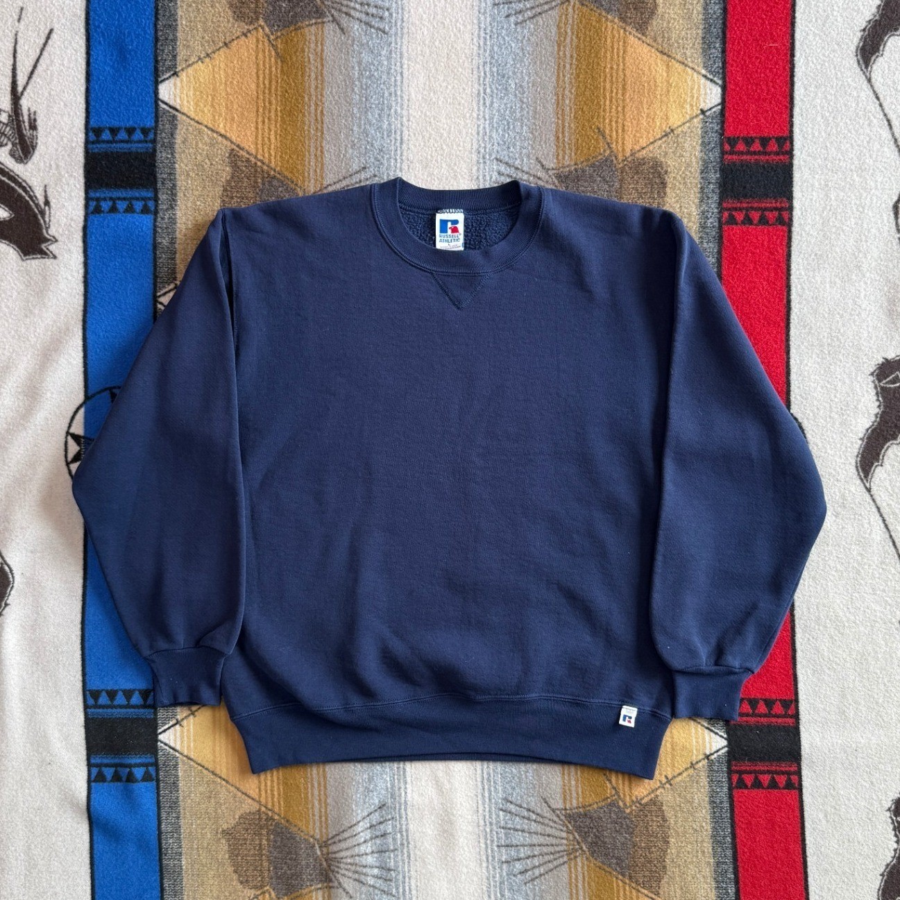 Vintage Russell Athletic Sweatshirt Navy Blue Crewneck Made in USA Mens Large