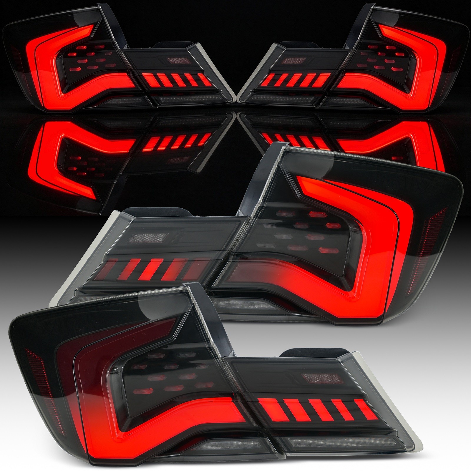 Pair For 2013 2014 2015 Honda Civic Sedan LED Sequential Tail Lights Assembly 2x