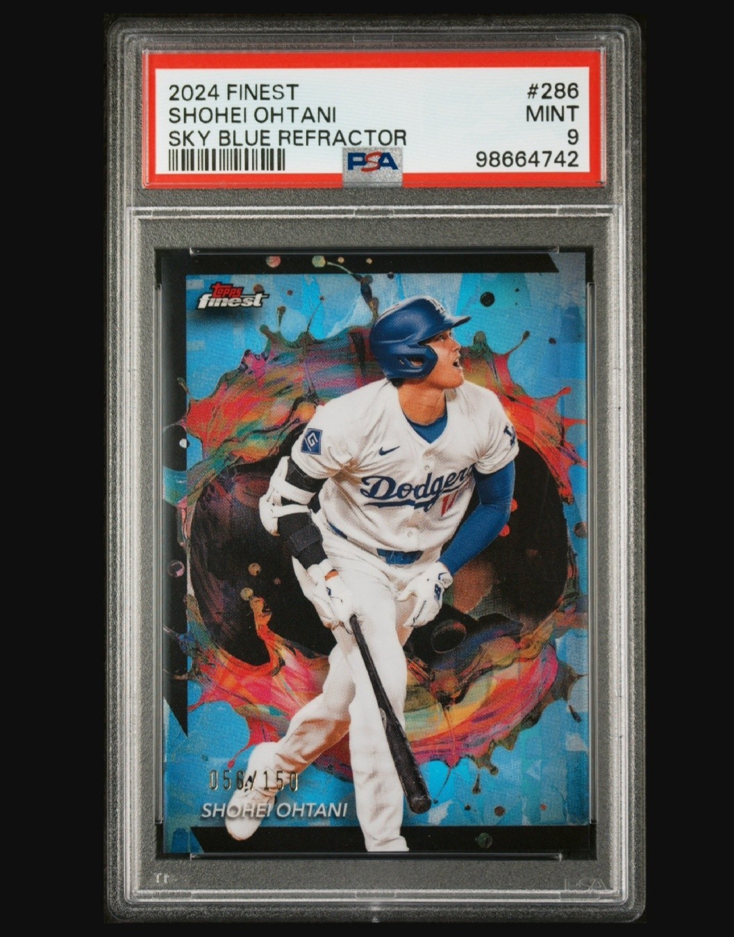 Topps 2024 Finest Shohei Ohtani Sky Blue Refractor /150 PSA 9 Topps 2024 Finest Shohei Ohtani Sky Blue Refractor /150 PSA 9