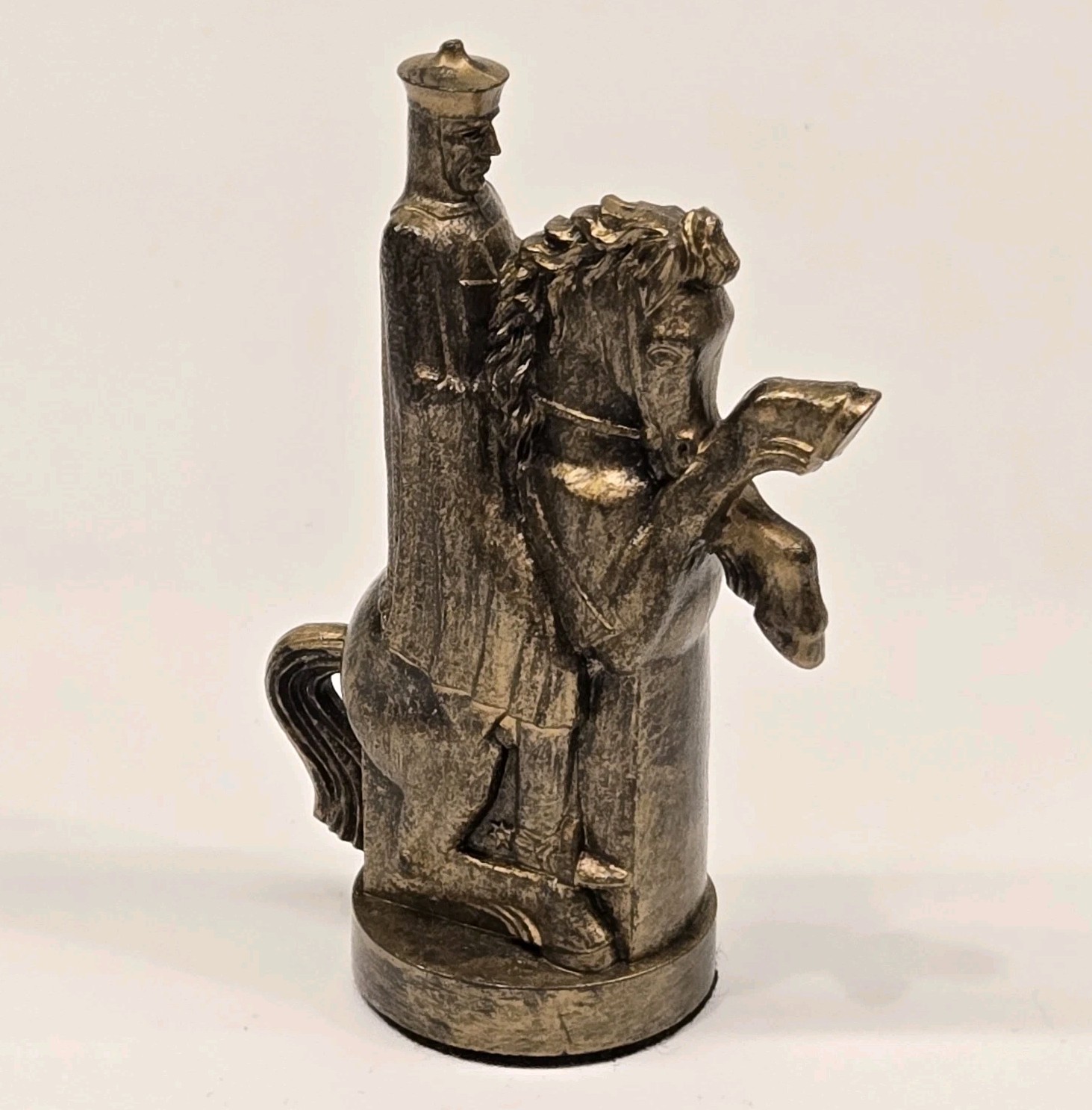 Vintage 1962 Medieval Conquerer Sculptured Chess Peter Ganine Gold KNIGHT PIECE