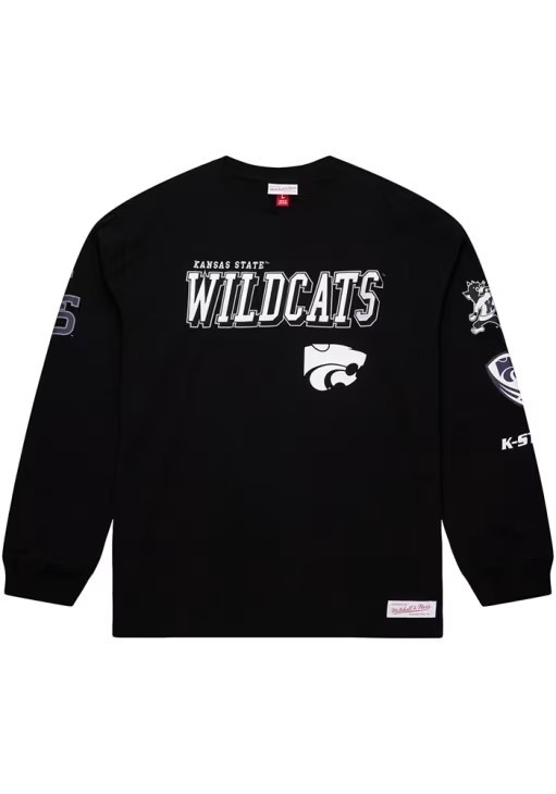 Mitchell & Ness Men\'s Kansas State Wildcats Black Long Sleeve T-Shirt Size 2XL Mitchell & Ness Men\'s Kansas State Wildcats Black Long Sleeve T-Shirt Size 2XL
